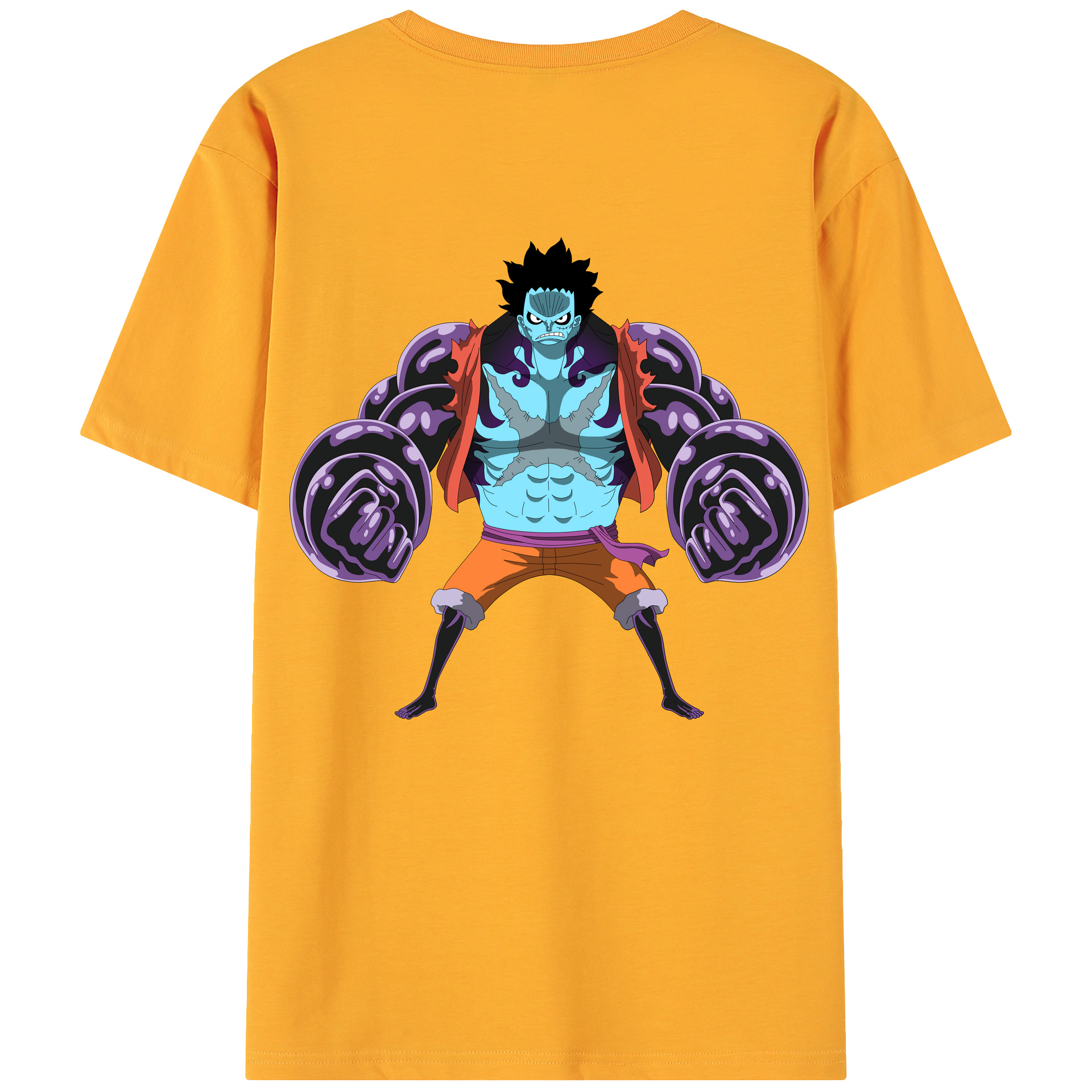 ワンピース モンキー・D・ルフィ ONE PIECE Monkey D. Luffy 綿100％ メンズ半袖Tシャツ（バックプリント） 通気性
