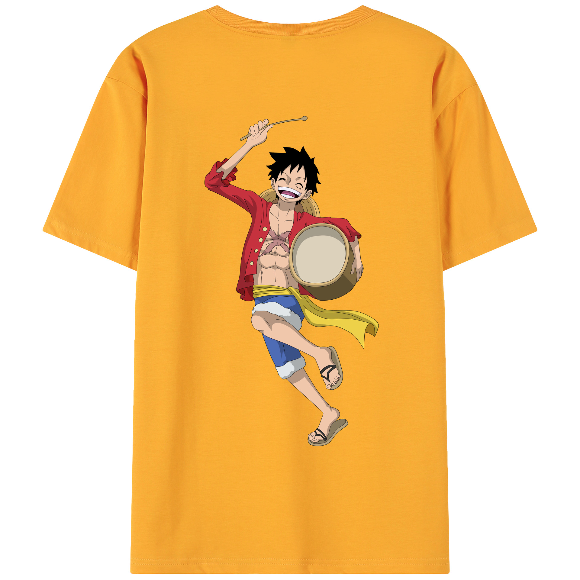 ワンピース モンキー・D・ルフィ ONE PIECE Monkey D. Luffy 綿100％ メンズ半袖Tシャツ（バックプリント） 通気性
