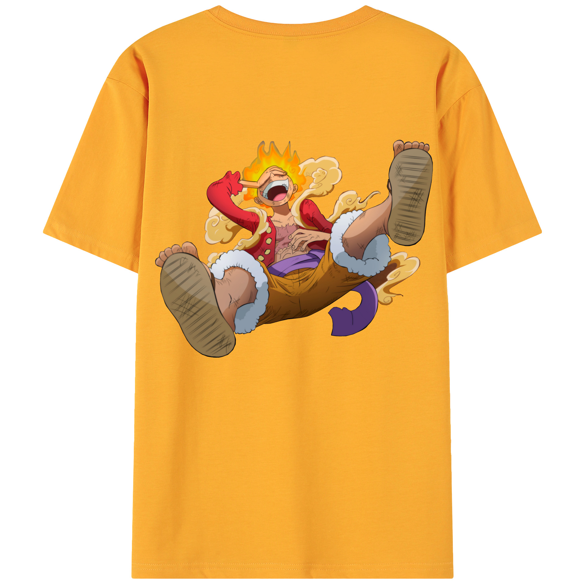 ワンピース モンキー・D・ルフィ ONE PIECE Monkey D. Luffy 綿100％ メンズ半袖Tシャツ（バックプリント） 通気性