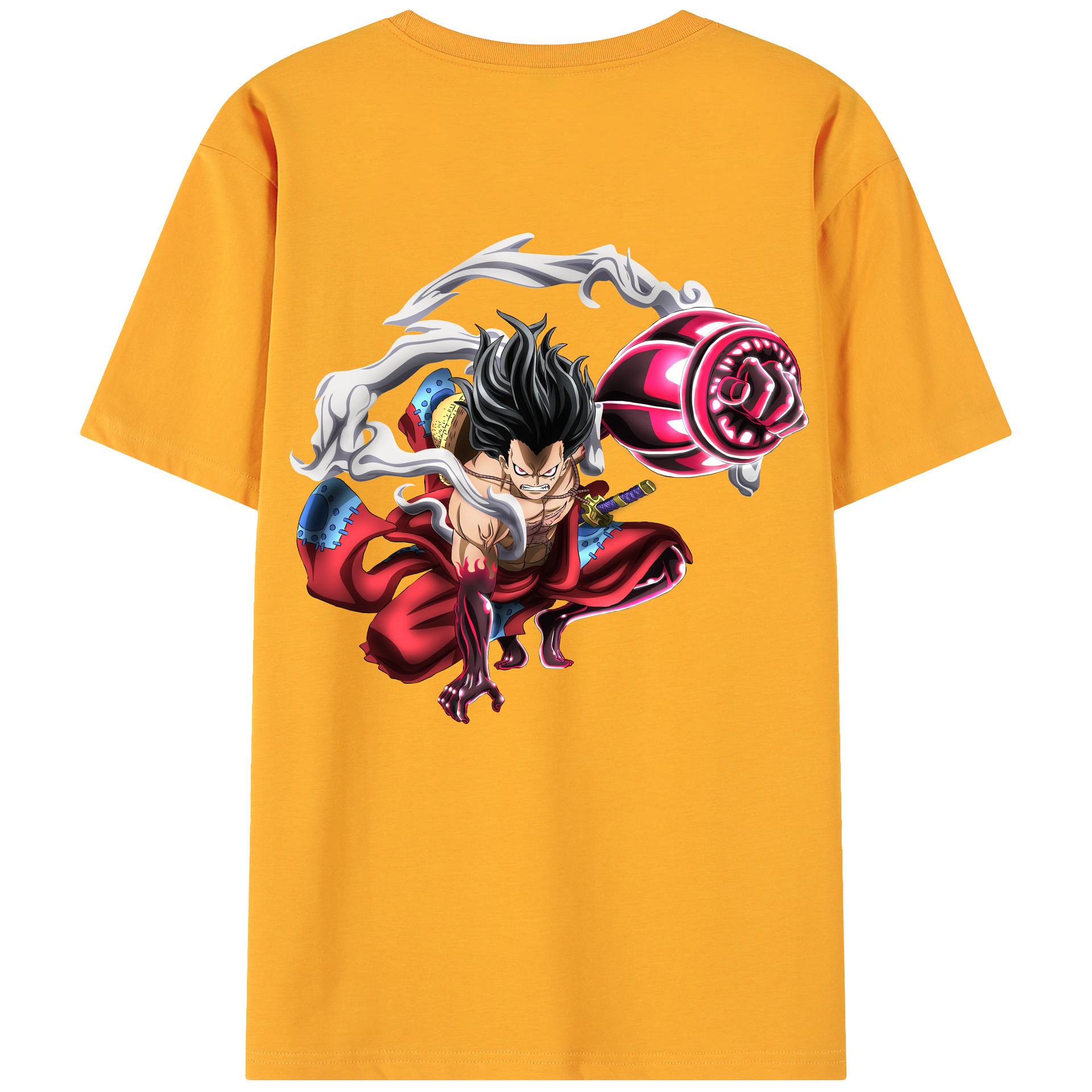 ワンピース モンキー・D・ルフィ ONE PIECE Monkey D. Luffy 綿100％ メンズ半袖Tシャツ（バックプリント） 通気性