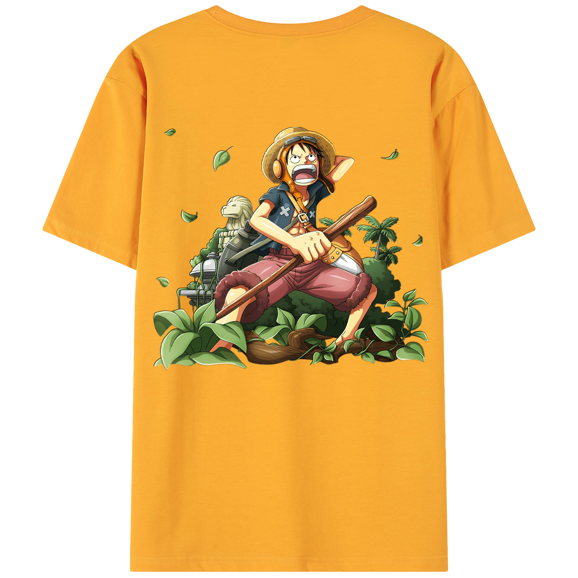 （画像用） ワンピース モンキー・D・ルフィ ONE PIECE Monkey D. Luffy 綿100％ メンズ半袖Tシャツ（バックプリント） 通気性