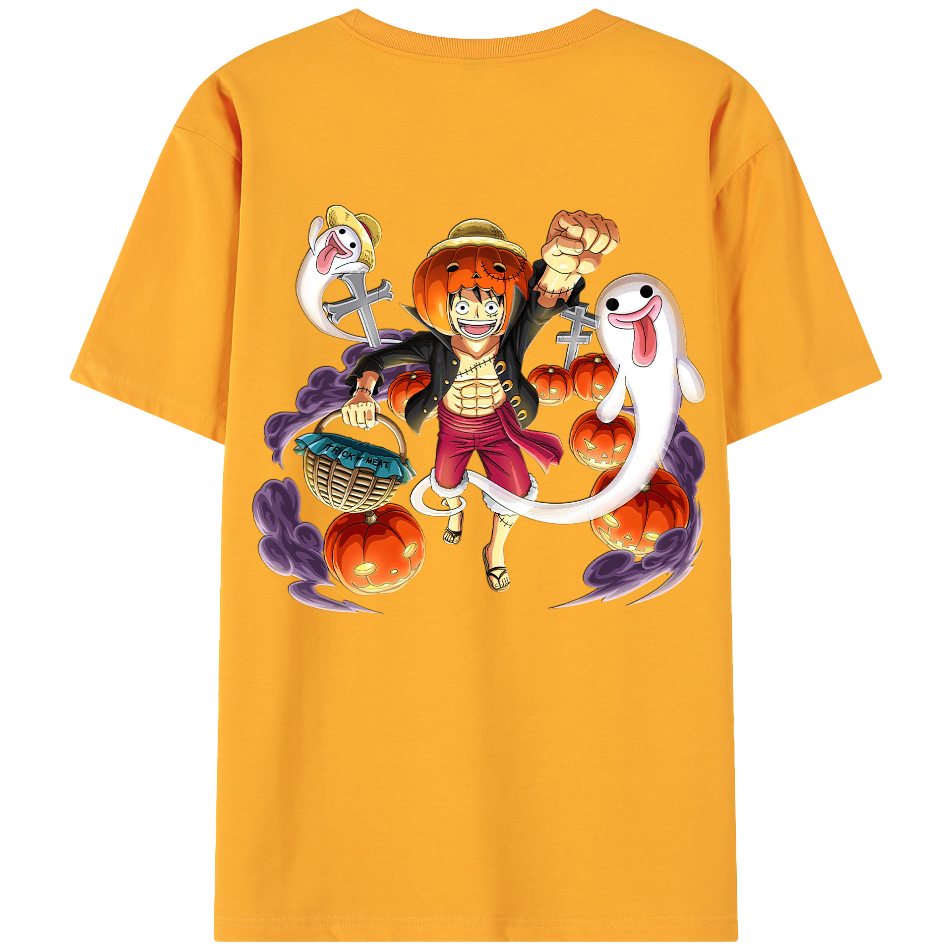 ワンピース モンキー・D・ルフィ ONE PIECE Monkey D. Luffy 綿100％ メンズ半袖Tシャツ（バックプリント） 通気性