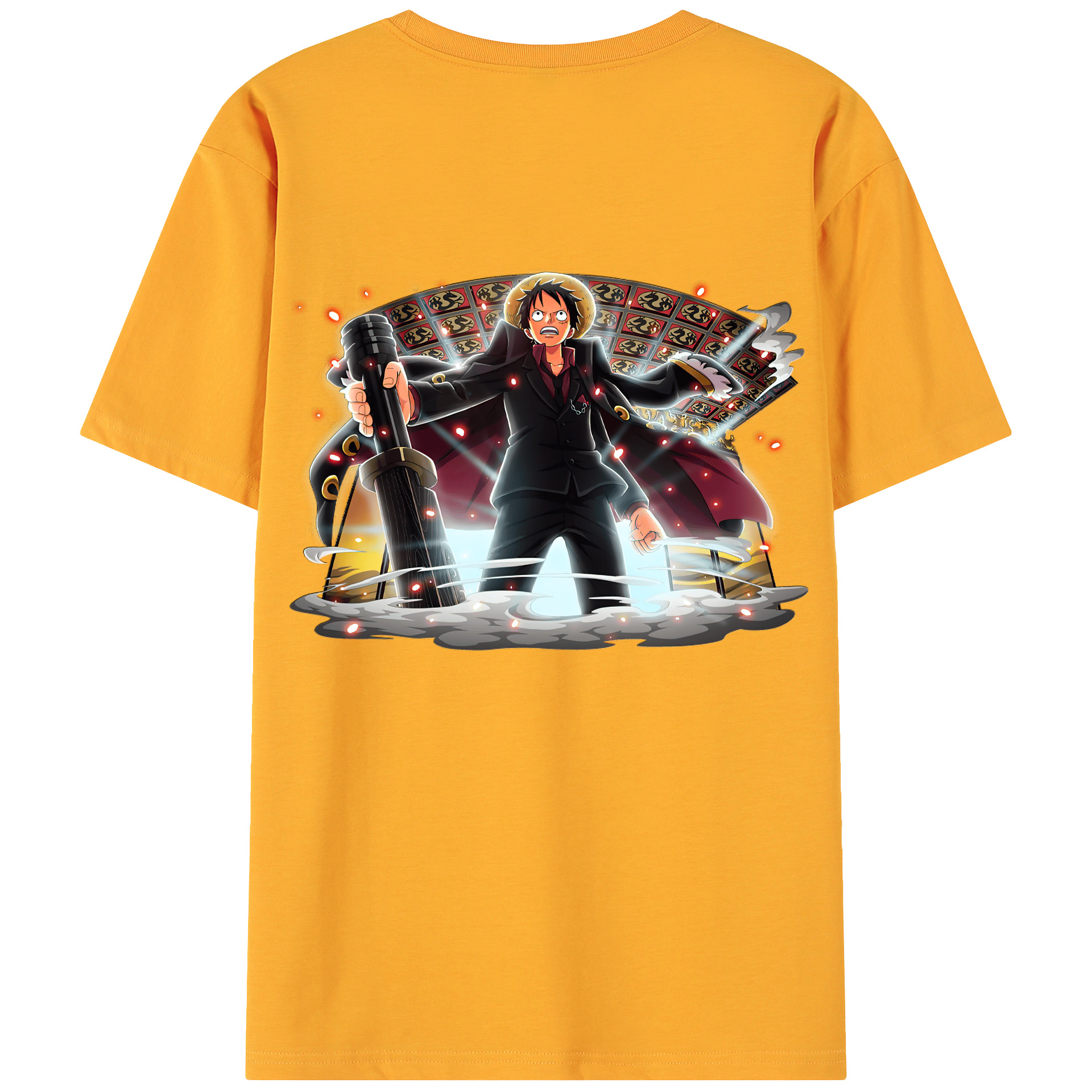 （画像用） ワンピース モンキー・D・ルフィ ONE PIECE Monkey D. Luffy 綿100％ メンズ半袖Tシャツ（バックプリント） 通気性