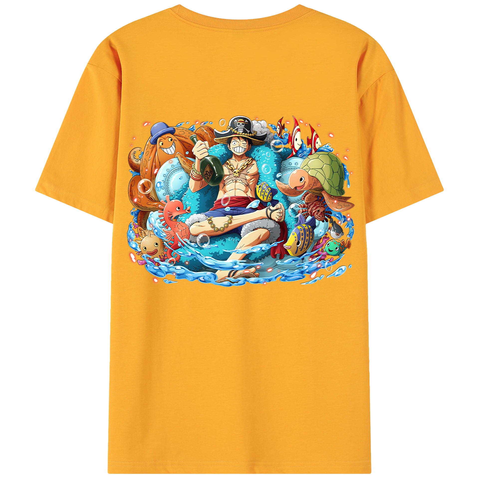 ワンピース モンキー・D・ルフィ ONE PIECE Monkey D. Luffy 綿100％ メンズ半袖Tシャツ（バックプリント） 通気性