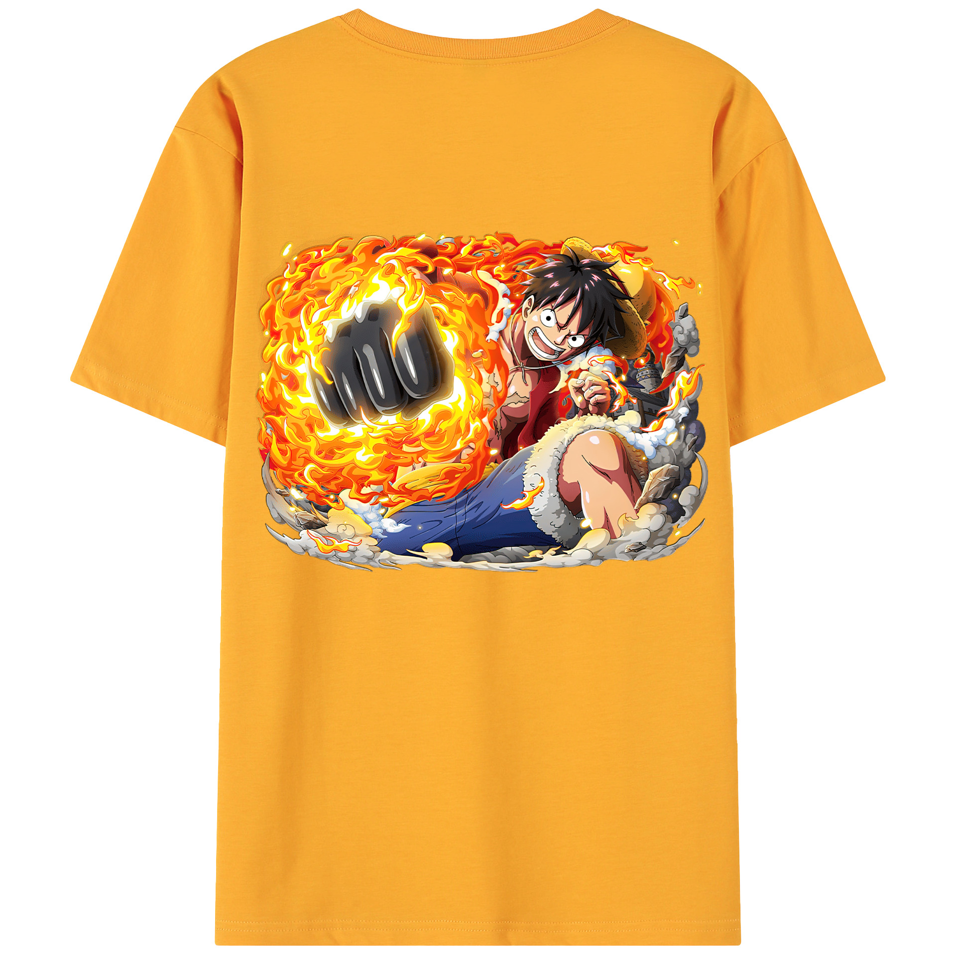 ワンピース モンキー・D・ルフィ ONE PIECE Monkey D. Luffy 綿100％ メンズ半袖Tシャツ（バックプリント） 通気性