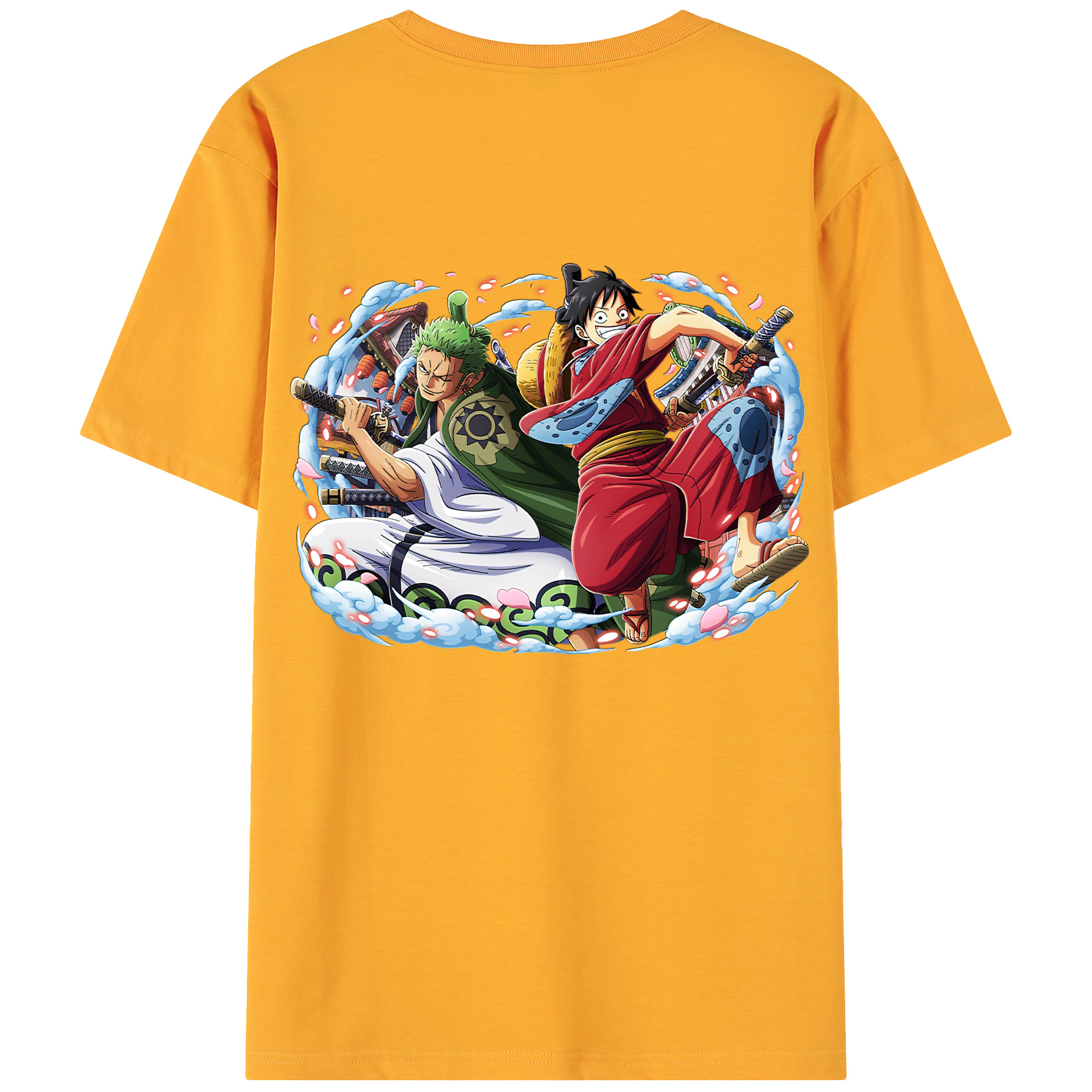 ワンピース モンキー・D・ルフィ ONE PIECE Monkey D. Luffy 綿100％ メンズ半袖Tシャツ（バックプリント） 通気性