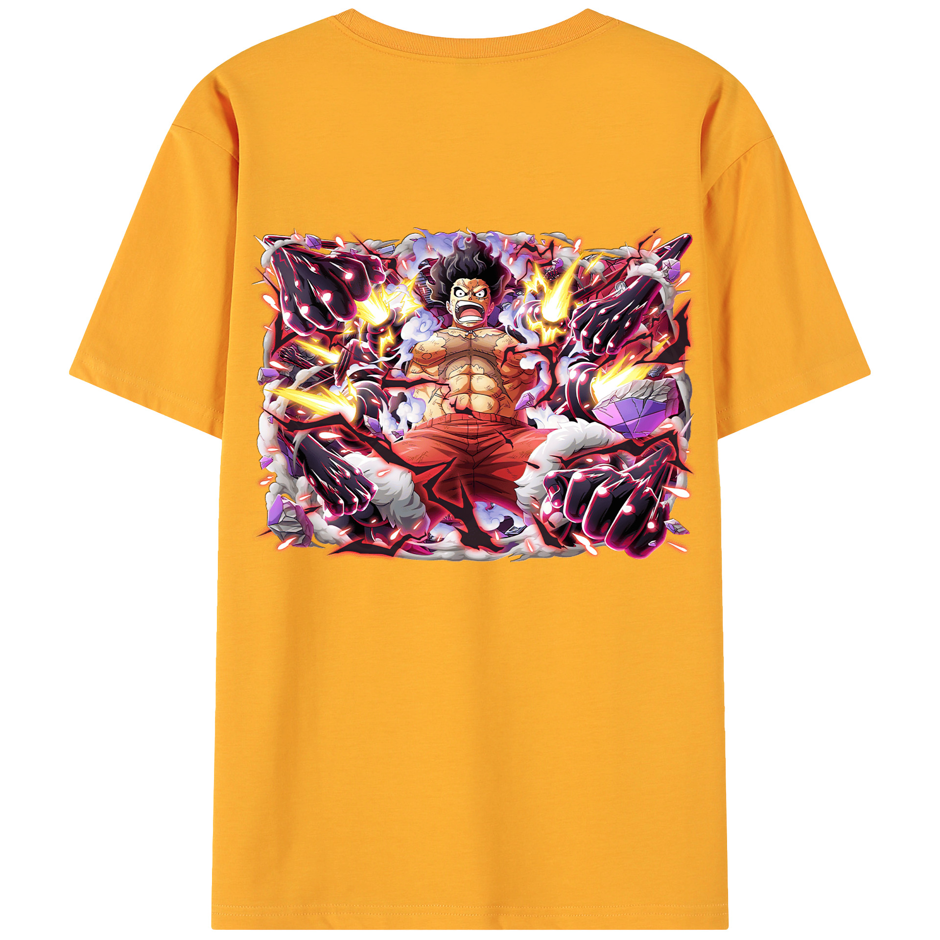 ワンピース モンキー・D・ルフィ ONE PIECE Monkey D. Luffy 綿100％ メンズ半袖Tシャツ（バックプリント） 通気性
