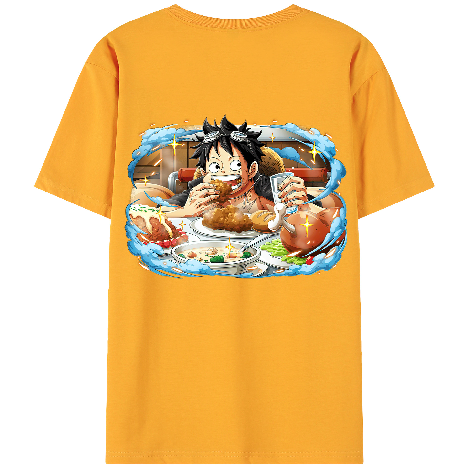 ワンピース モンキー・D・ルフィ ONE PIECE Monkey D. Luffy 綿100％ メンズ半袖Tシャツ（バックプリント） 通気性