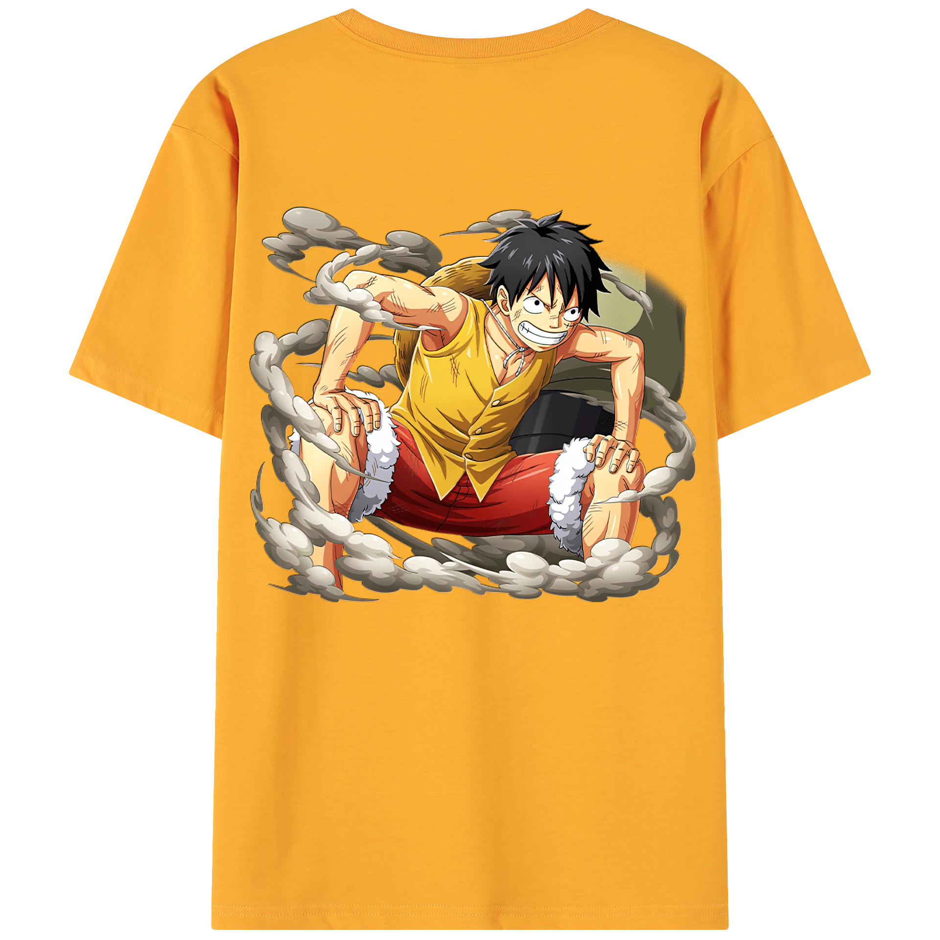 ワンピース モンキー・D・ルフィ ONE PIECE Monkey D. Luffy 綿100％ メンズ半袖Tシャツ（バックプリント） 通気性