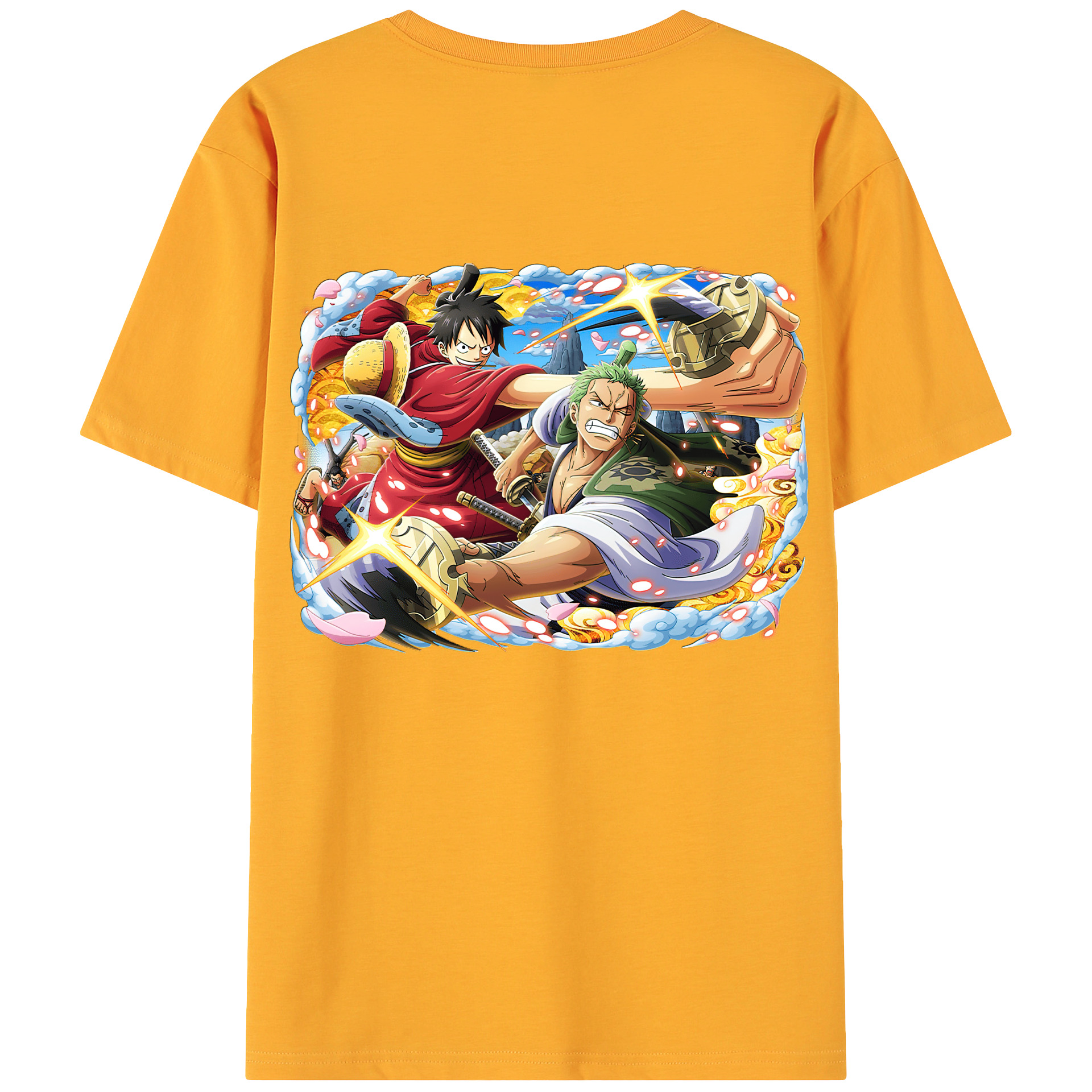 ワンピース モンキー・D・ルフィ ONE PIECE Monkey D. Luffy 綿100％ メンズ半袖Tシャツ（バックプリント） 通気性