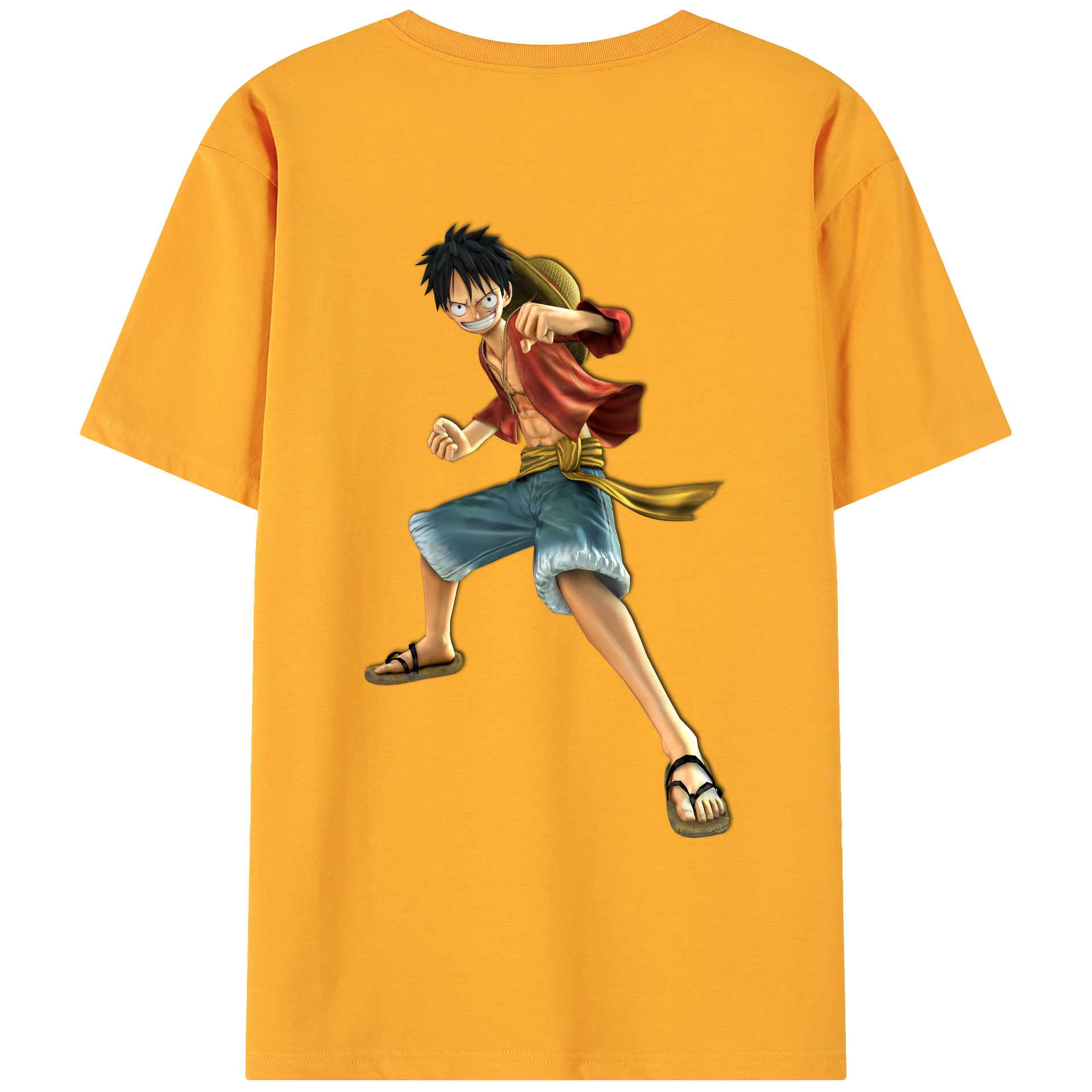 ワンピース モンキー・D・ルフィ ONE PIECE Monkey D. Luffy 綿100％ メンズ半袖Tシャツ（バックプリント） 通気性