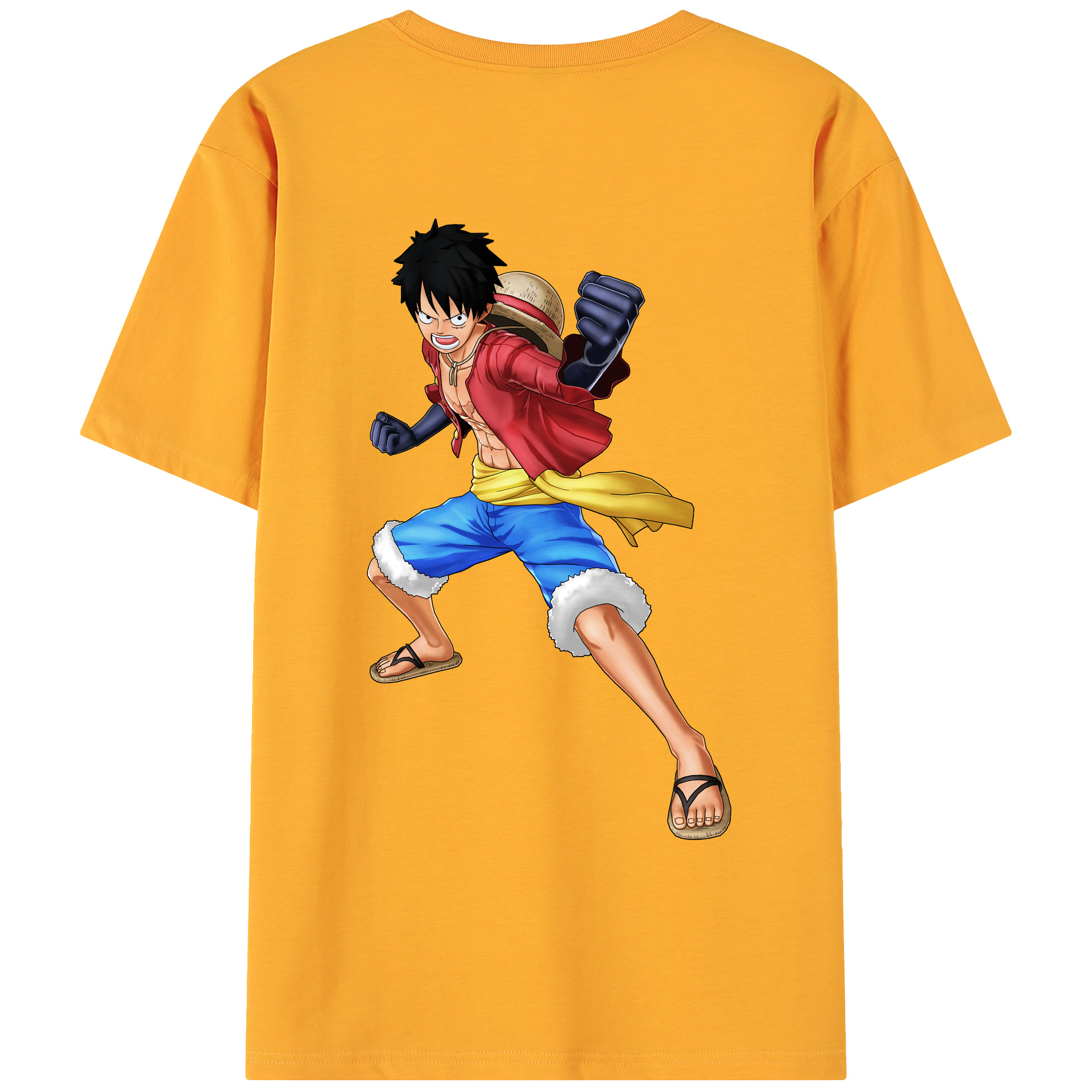 ワンピース モンキー・D・ルフィ ONE PIECE Monkey D. Luffy 綿100％ メンズ半袖Tシャツ（バックプリント） 通気性