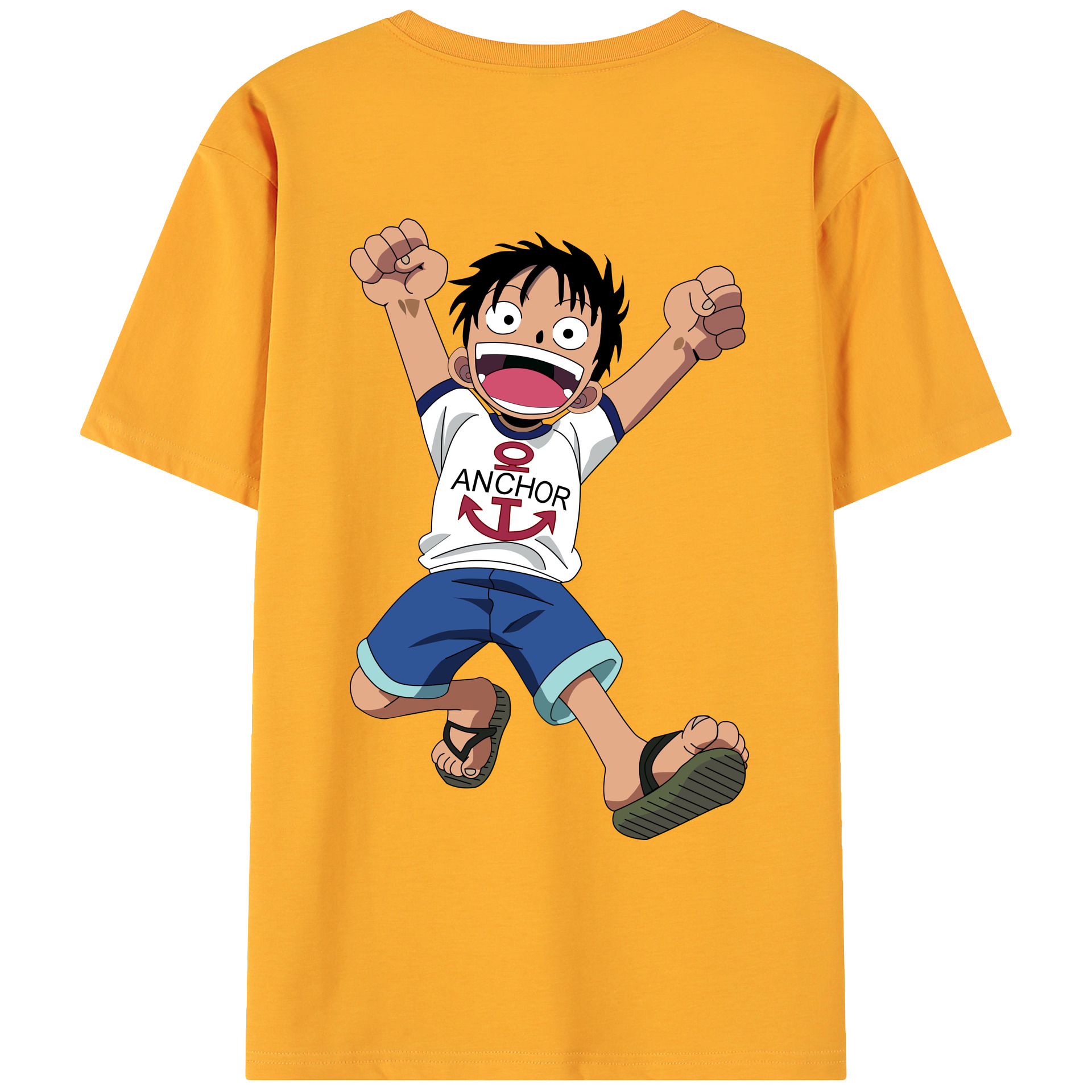 ワンピース モンキー・D・ルフィ ONE PIECE Monkey D. Luffy 綿100％ メンズ半袖Tシャツ（バックプリント） 通気性