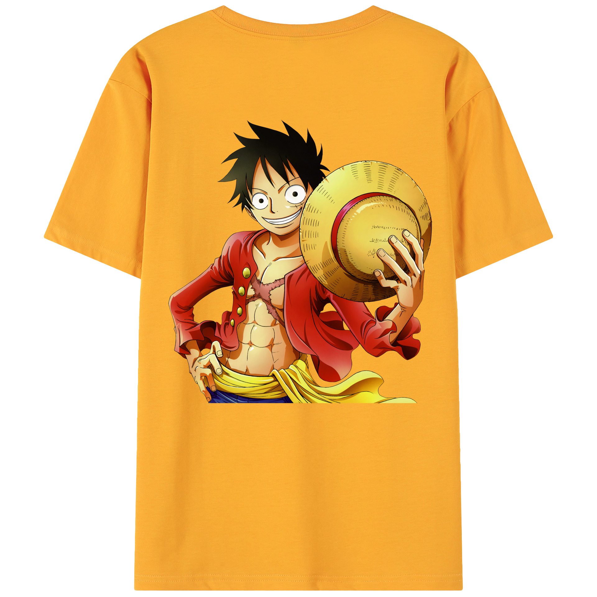 ワンピース モンキー・D・ルフィ ONE PIECE Monkey D. Luffy 綿100％ メンズ半袖Tシャツ（バックプリント） 通気性