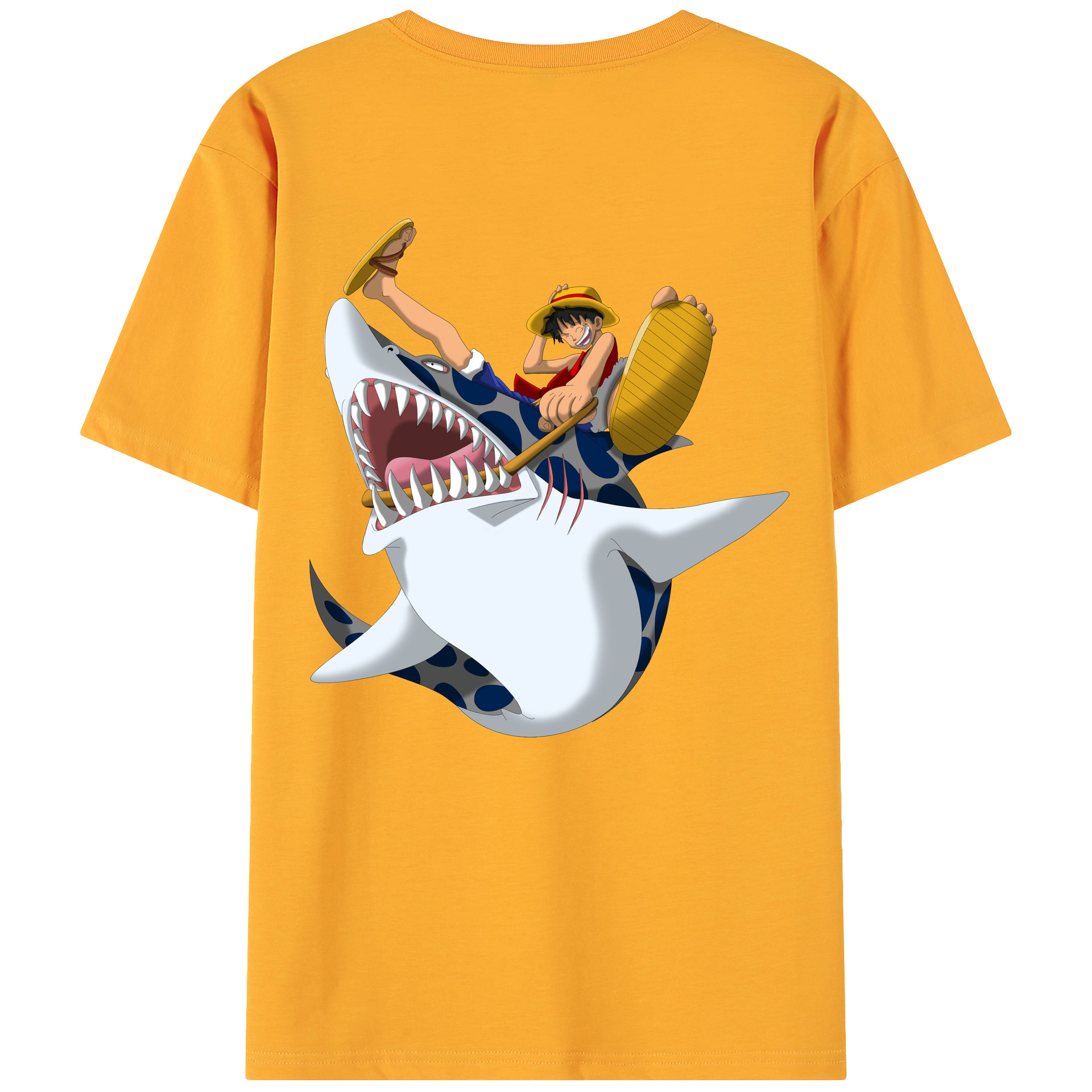 ワンピース モンキー・D・ルフィ ONE PIECE Monkey D. Luffy 綿100％ メンズ半袖Tシャツ（バックプリント） 通気性
