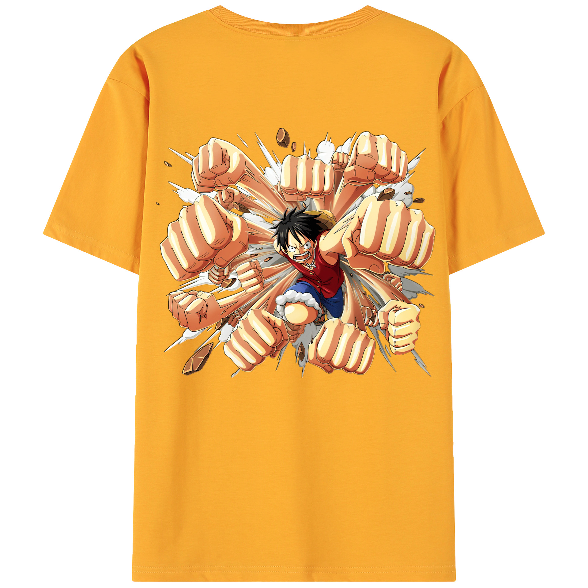 （画像用） ワンピース モンキー・D・ルフィ ONE PIECE Monkey D. Luffy 綿100％ メンズ半袖Tシャツ（バックプリント） 通気性