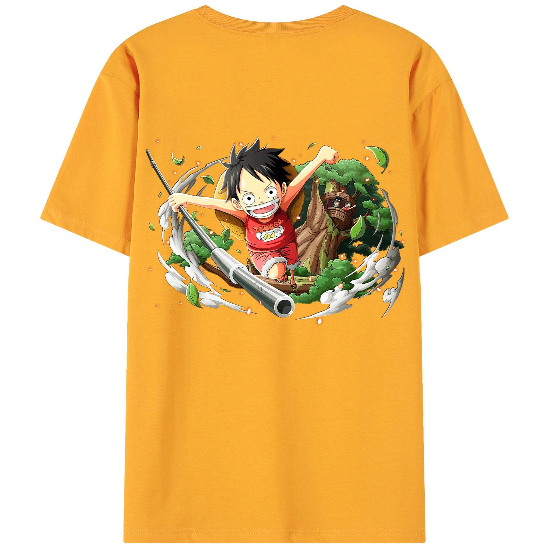 ワンピース モンキー・D・ルフィ ONE PIECE Monkey D. Luffy 綿100％ メンズ半袖Tシャツ（バックプリント） 通気性