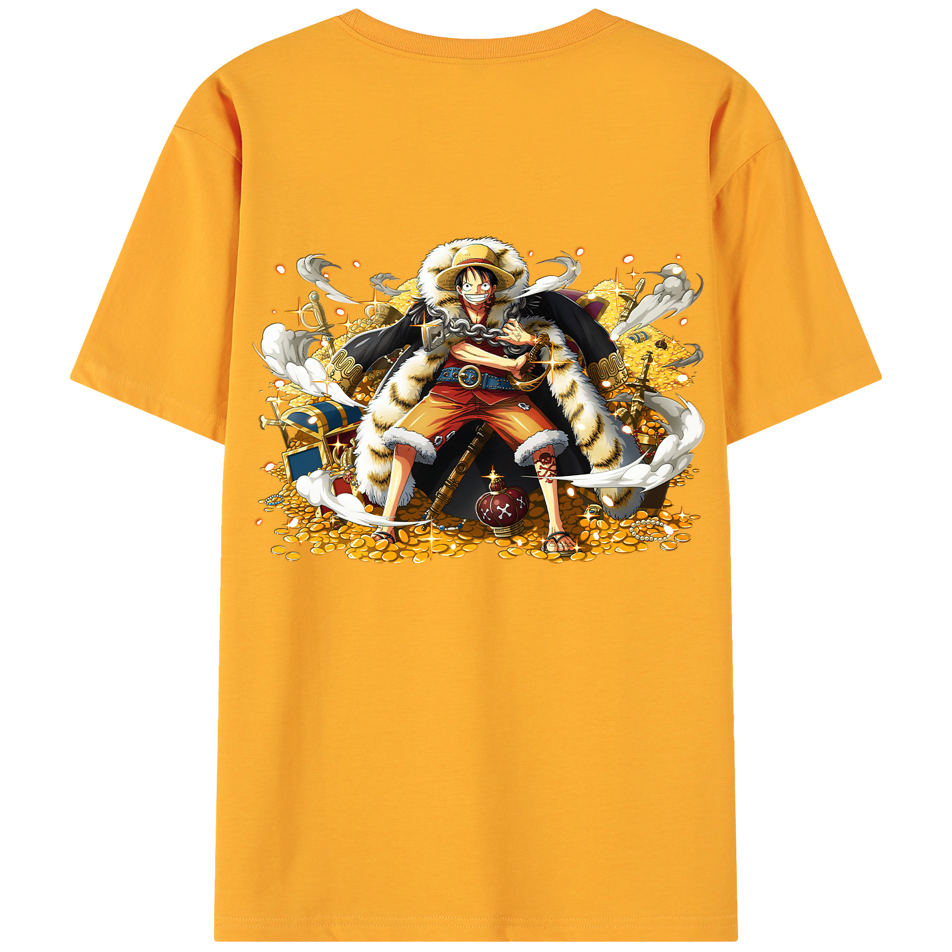 ワンピース モンキー・D・ルフィ ONE PIECE Monkey D. Luffy 綿100％ メンズ半袖Tシャツ（バックプリント） 通気性