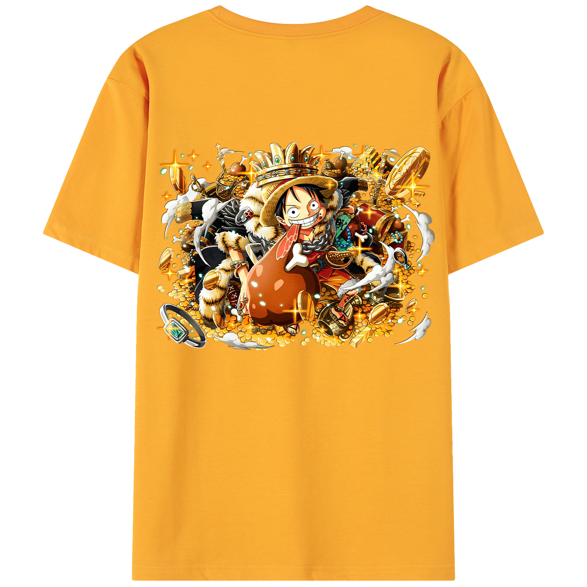 ワンピース モンキー・D・ルフィ ONE PIECE Monkey D. Luffy 綿100％ メンズ半袖Tシャツ（バックプリント） 通気性