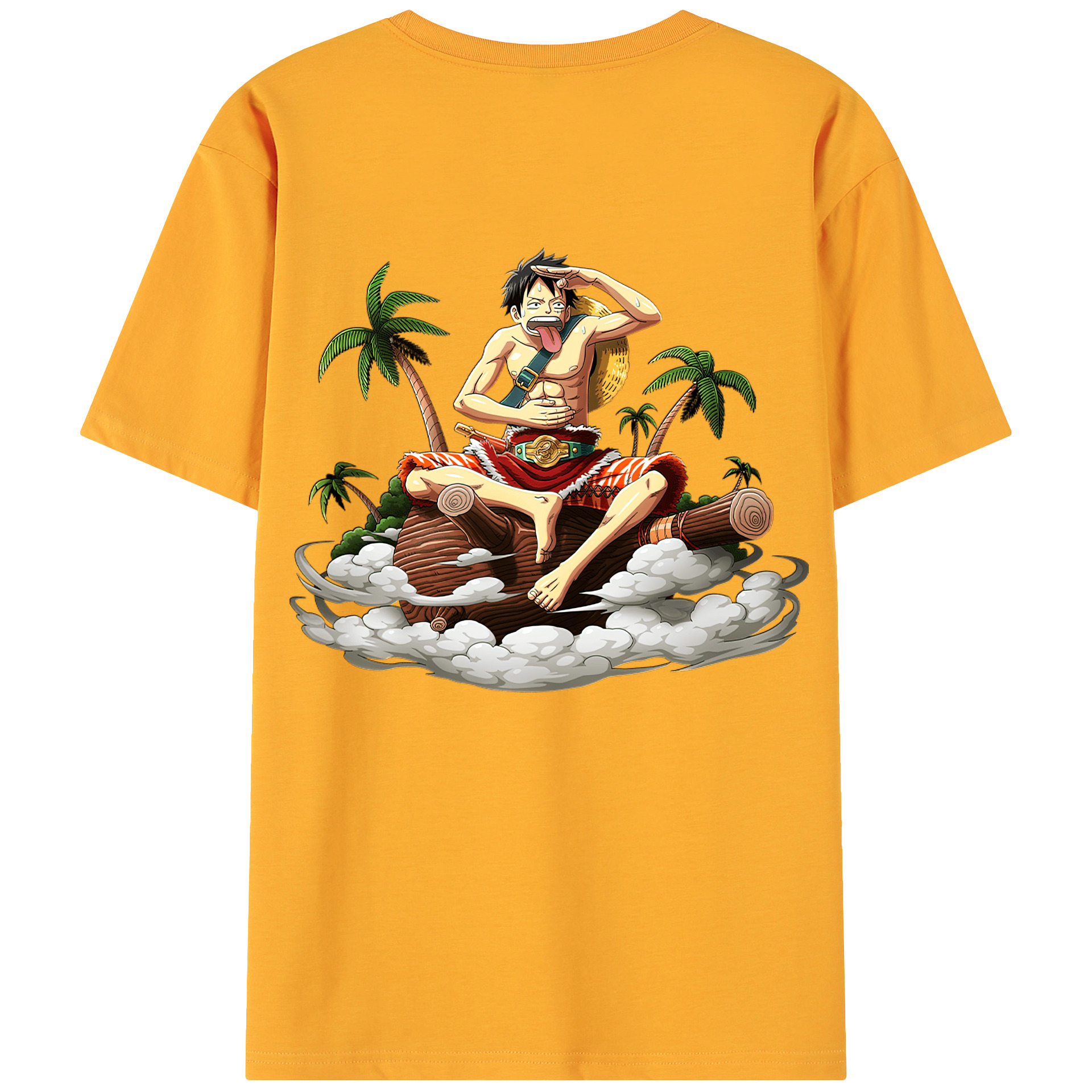 ワンピース モンキー・D・ルフィ ONE PIECE Monkey D. Luffy 綿100％ メンズ半袖Tシャツ（バックプリント） 通気性