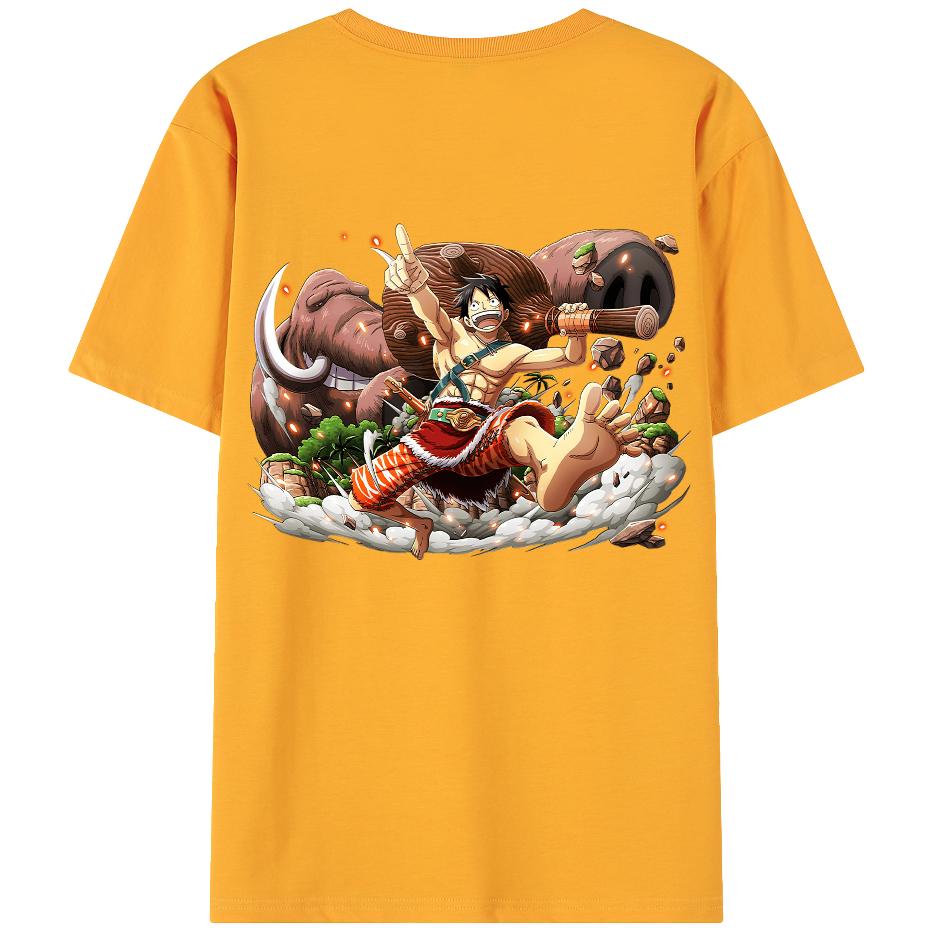 ワンピース モンキー・D・ルフィ ONE PIECE Monkey D. Luffy 綿100％ メンズ半袖Tシャツ（バックプリント） 通気性