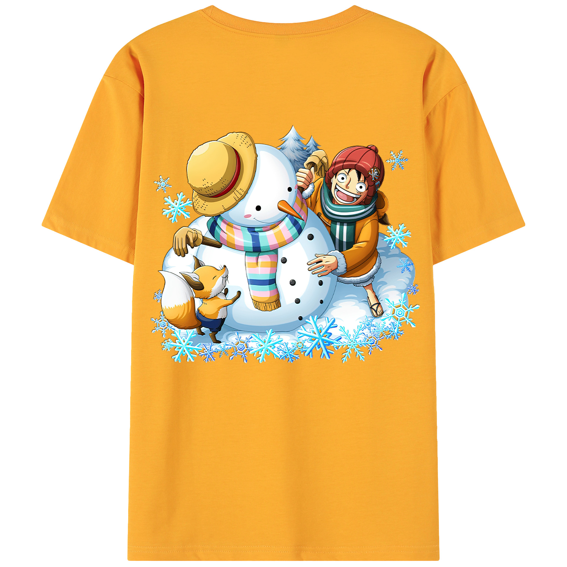 ワンピース モンキー・D・ルフィ ONE PIECE Monkey D. Luffy 綿100％ メンズ半袖Tシャツ（バックプリント） 通気性