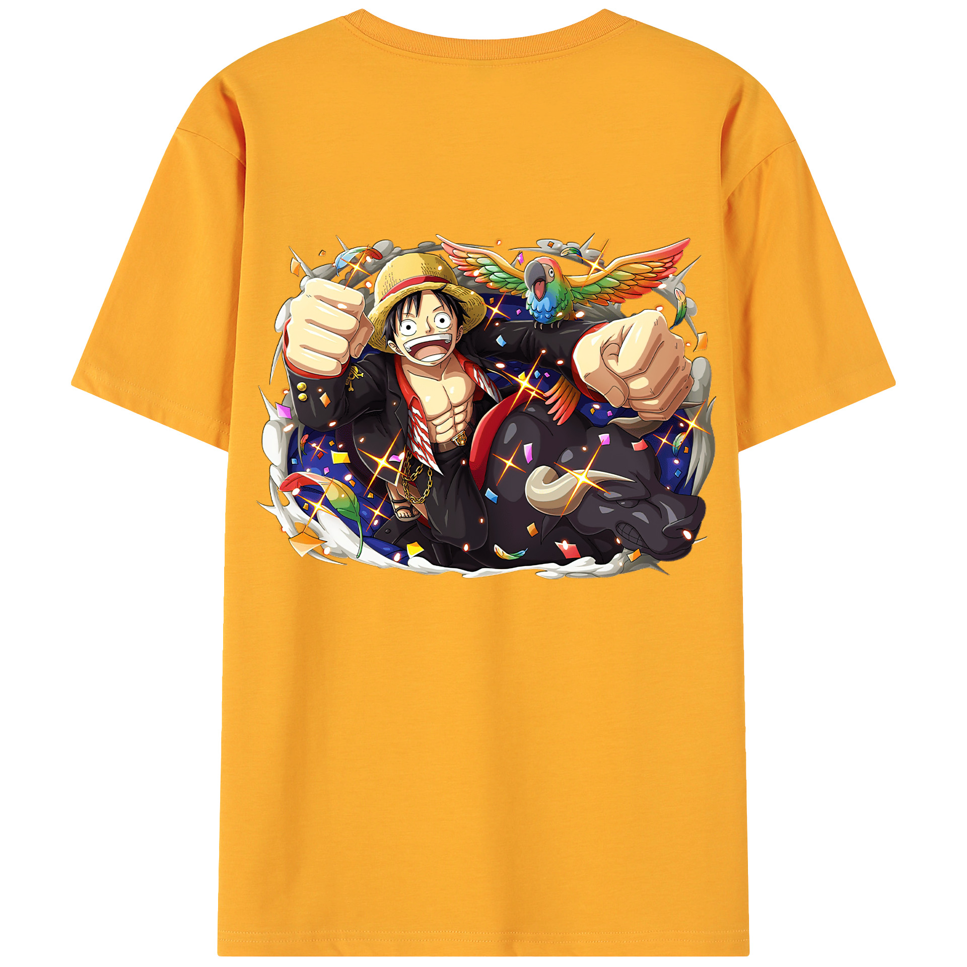 ワンピース モンキー・D・ルフィ ONE PIECE Monkey D. Luffy 綿100％ メンズ半袖Tシャツ（バックプリント） 通気性