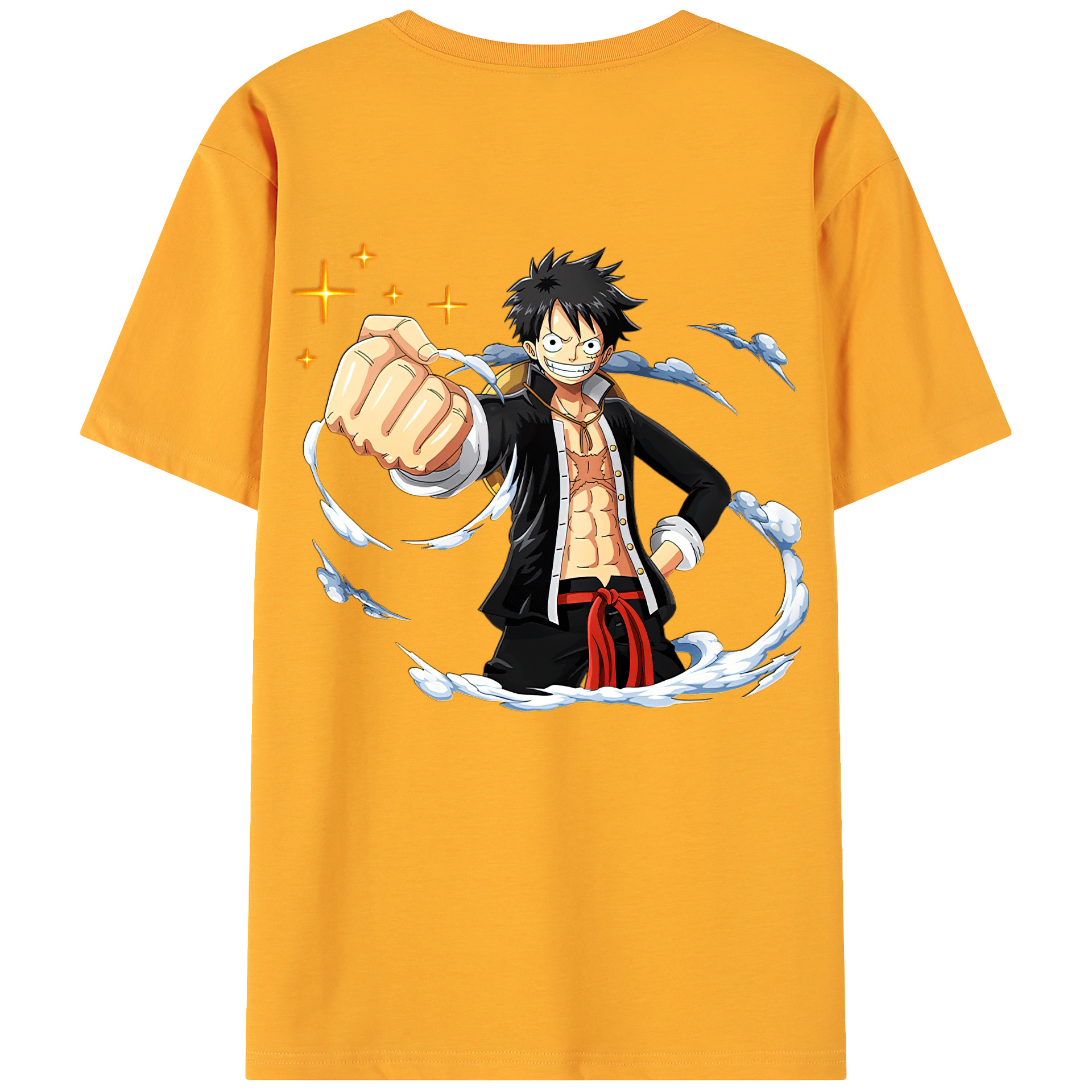 ワンピース モンキー・D・ルフィ ONE PIECE Monkey D. Luffy 綿100％ メンズ半袖Tシャツ（バックプリント） 通気性
