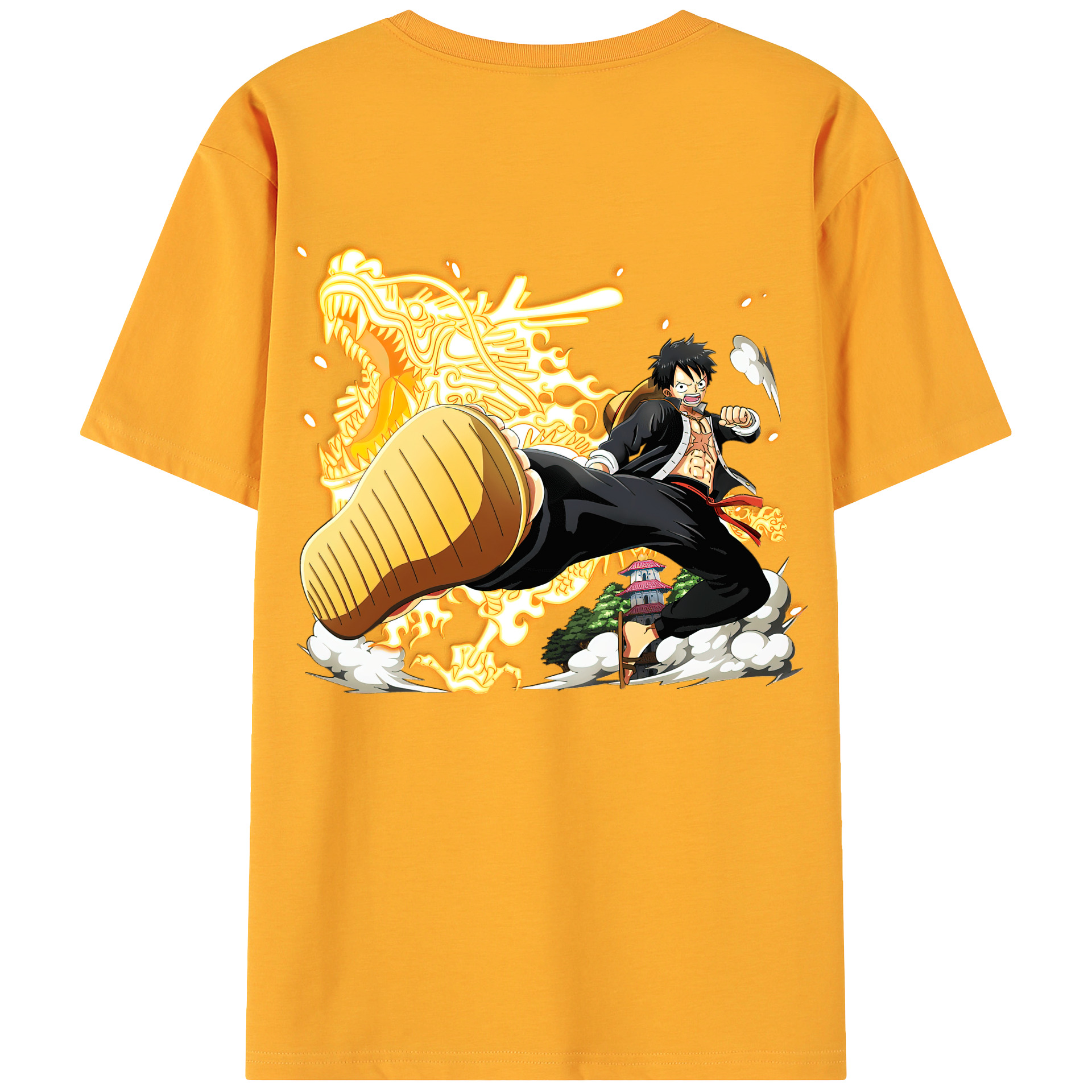 ワンピース モンキー・D・ルフィ ONE PIECE Monkey D. Luffy 綿100％ メンズ半袖Tシャツ（バックプリント） 通気性