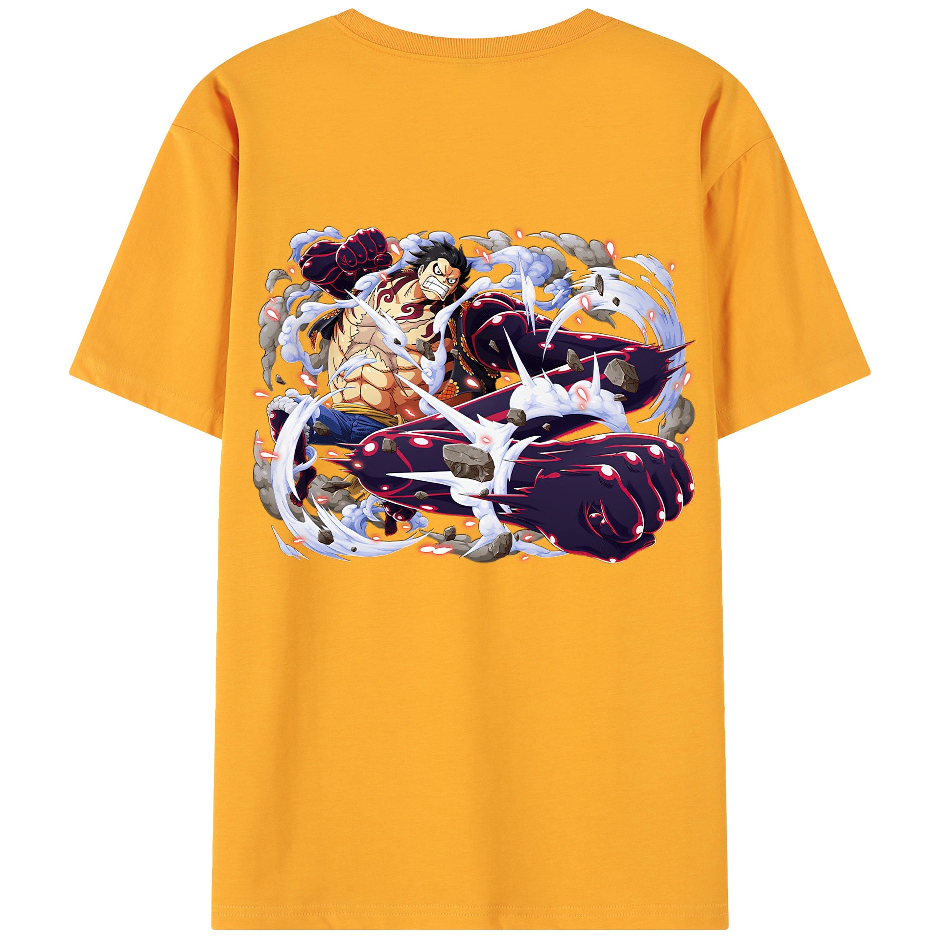 ワンピース モンキー・D・ルフィ ONE PIECE Monkey D. Luffy 綿100％ メンズ半袖Tシャツ（バックプリント） 通気性