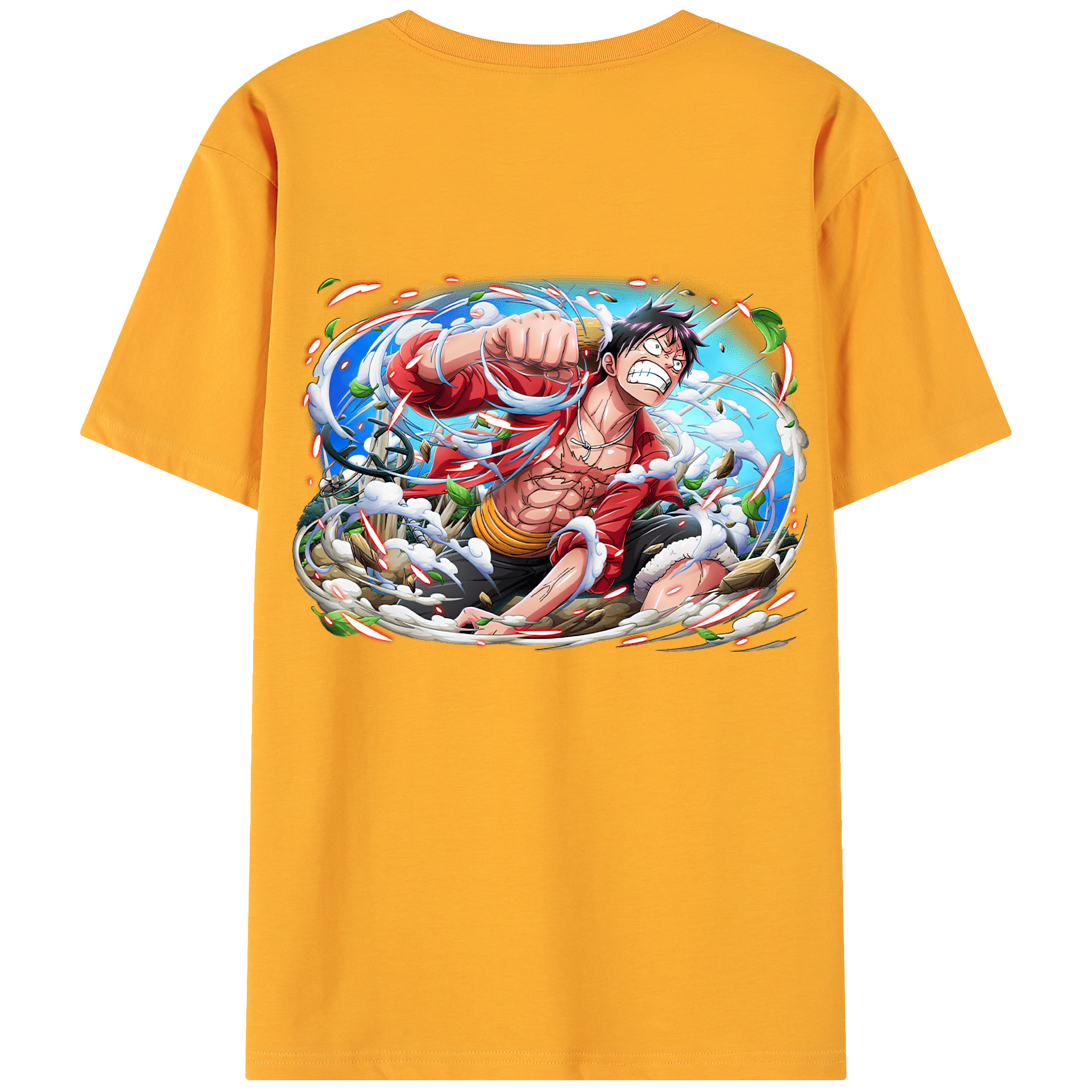 ワンピース モンキー・D・ルフィ ONE PIECE Monkey D. Luffy 綿100％ メンズ半袖Tシャツ（バックプリント） 通気性