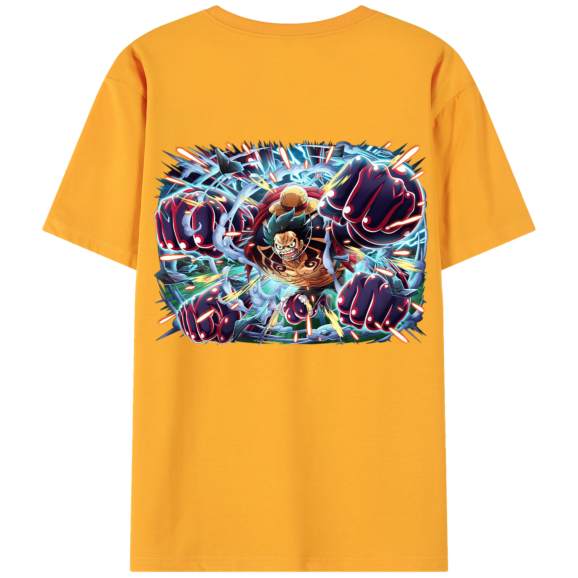 ワンピース モンキー・D・ルフィ ONE PIECE Monkey D. Luffy 綿100％ メンズ半袖Tシャツ（バックプリント） 通気性
