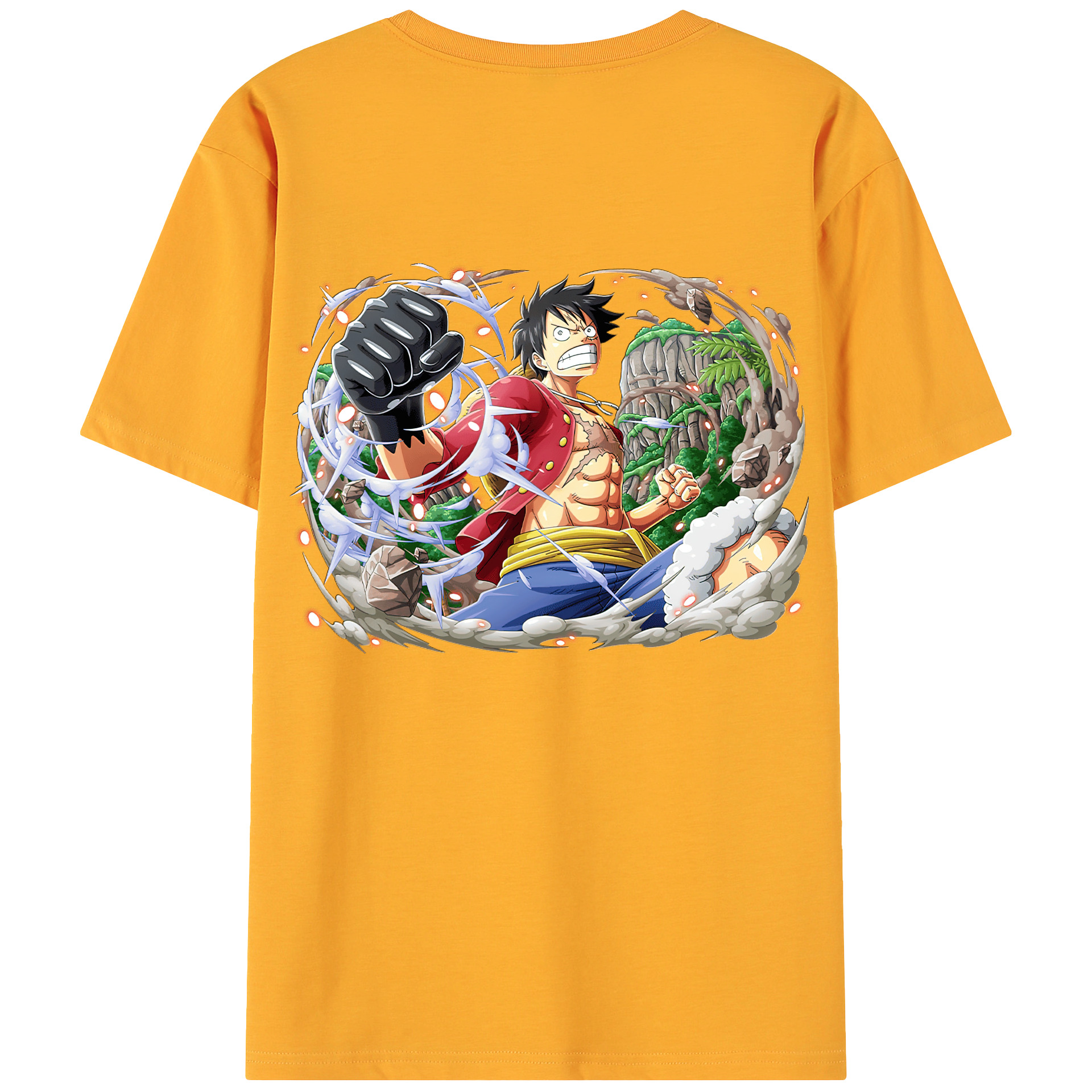 ワンピース モンキー・D・ルフィ ONE PIECE Monkey D. Luffy 綿100％ メンズ半袖Tシャツ（バックプリント） 通気性