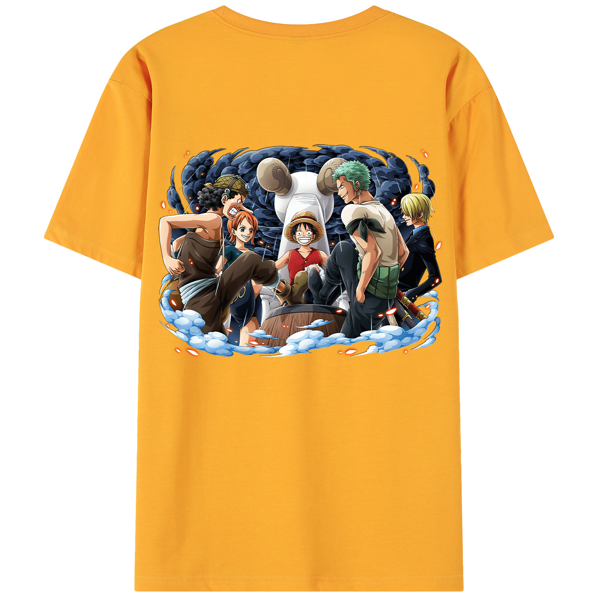 ワンピース モンキー・D・ルフィ ONE PIECE Monkey D. Luffy 綿100％ メンズ半袖Tシャツ（バックプリント） 通気性