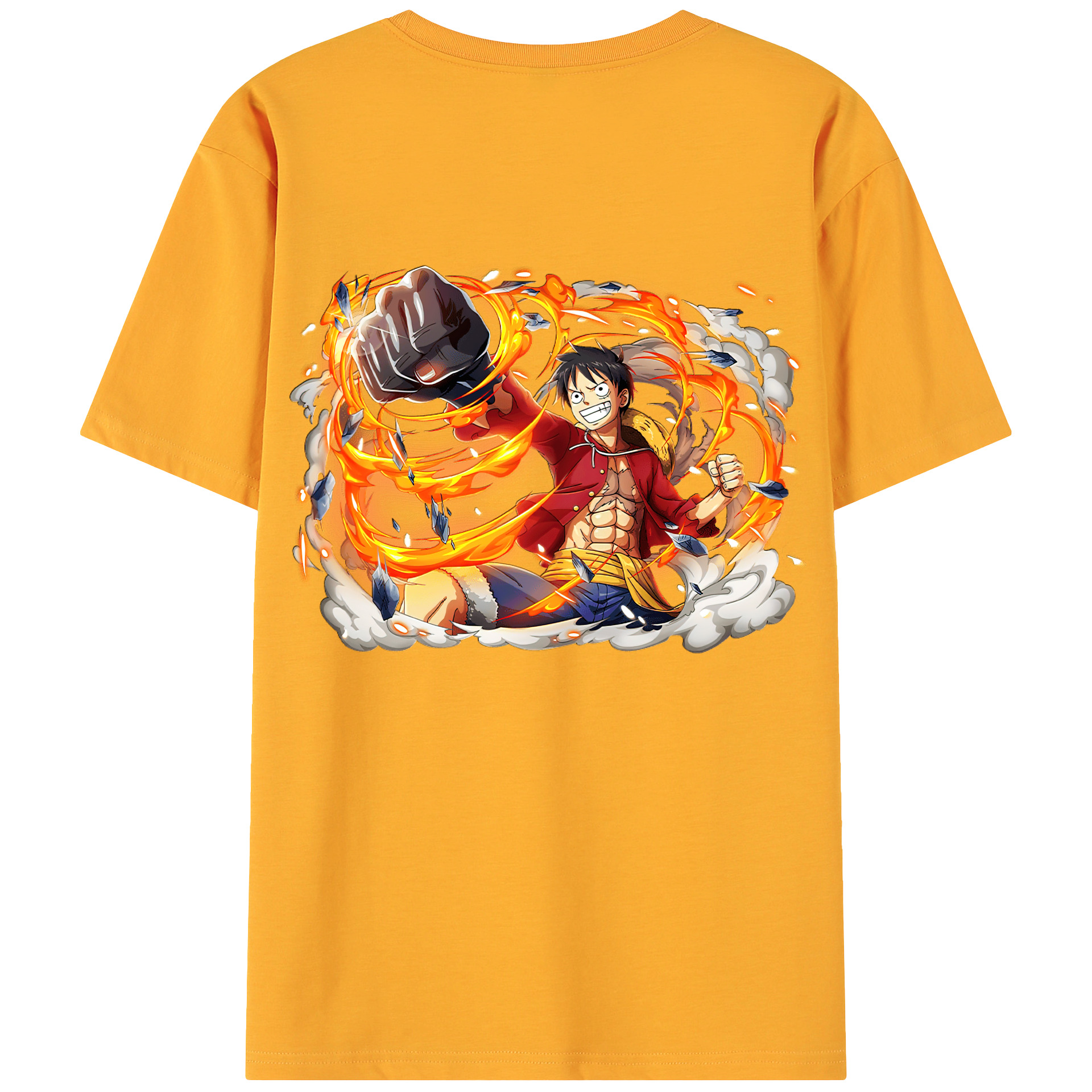 ワンピース モンキー・D・ルフィ ONE PIECE Monkey D. Luffy 綿100％ メンズ半袖Tシャツ（バックプリント） 通気性