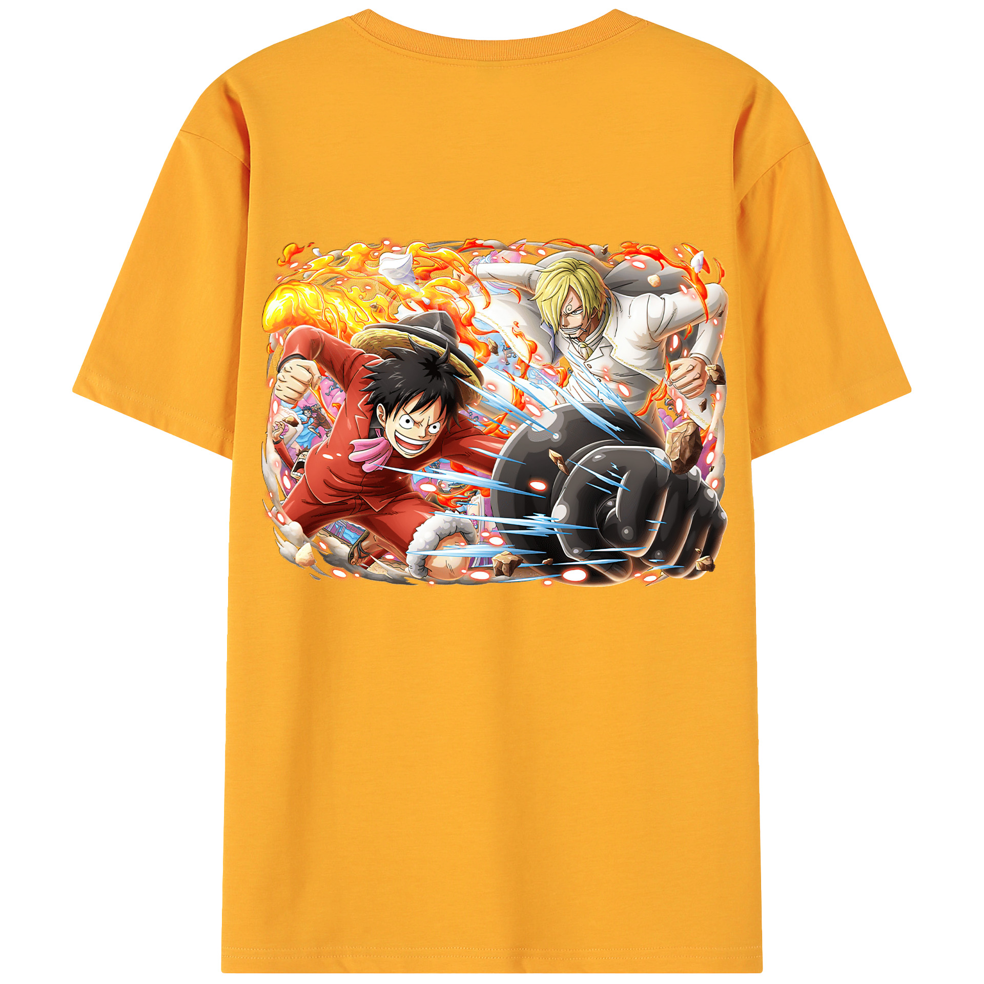ワンピース モンキー・D・ルフィ ONE PIECE Monkey D. Luffy 綿100％ メンズ半袖Tシャツ（バックプリント） 通気性