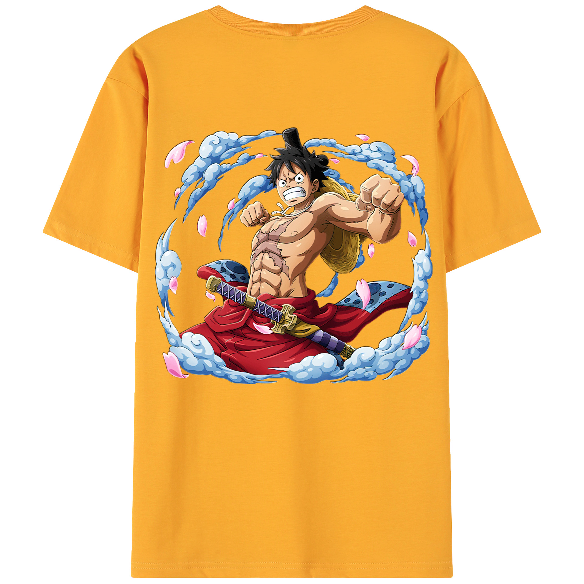 ワンピース モンキー・D・ルフィ ONE PIECE Monkey D. Luffy 綿100％ メンズ半袖Tシャツ（バックプリント） 通気性