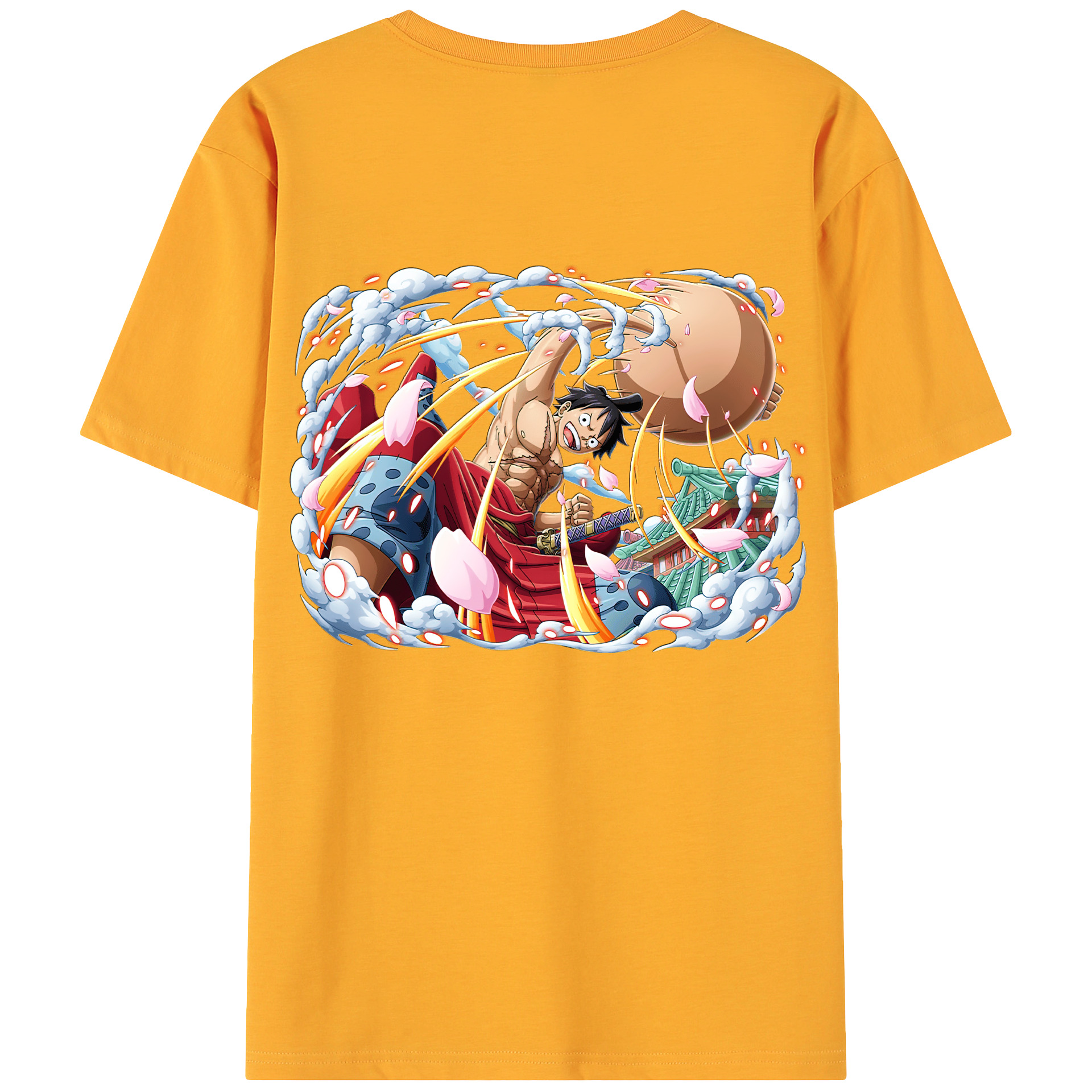 ワンピース モンキー・D・ルフィ ONE PIECE Monkey D. Luffy 綿100％ メンズ半袖Tシャツ（バックプリント） 通気性