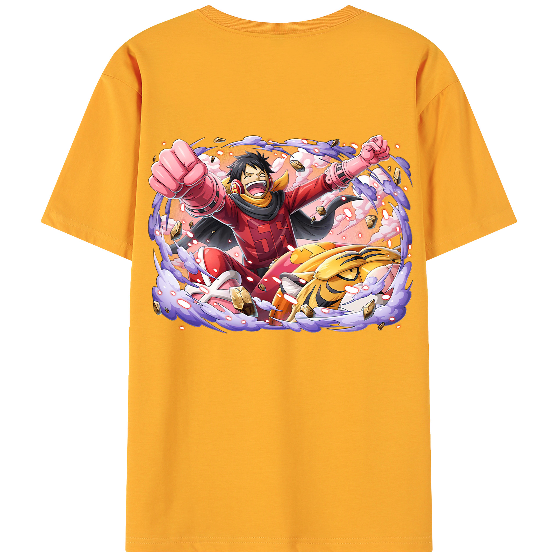 ワンピース モンキー・D・ルフィ ONE PIECE Monkey D. Luffy 綿100％ メンズ半袖Tシャツ（バックプリント） 通気性