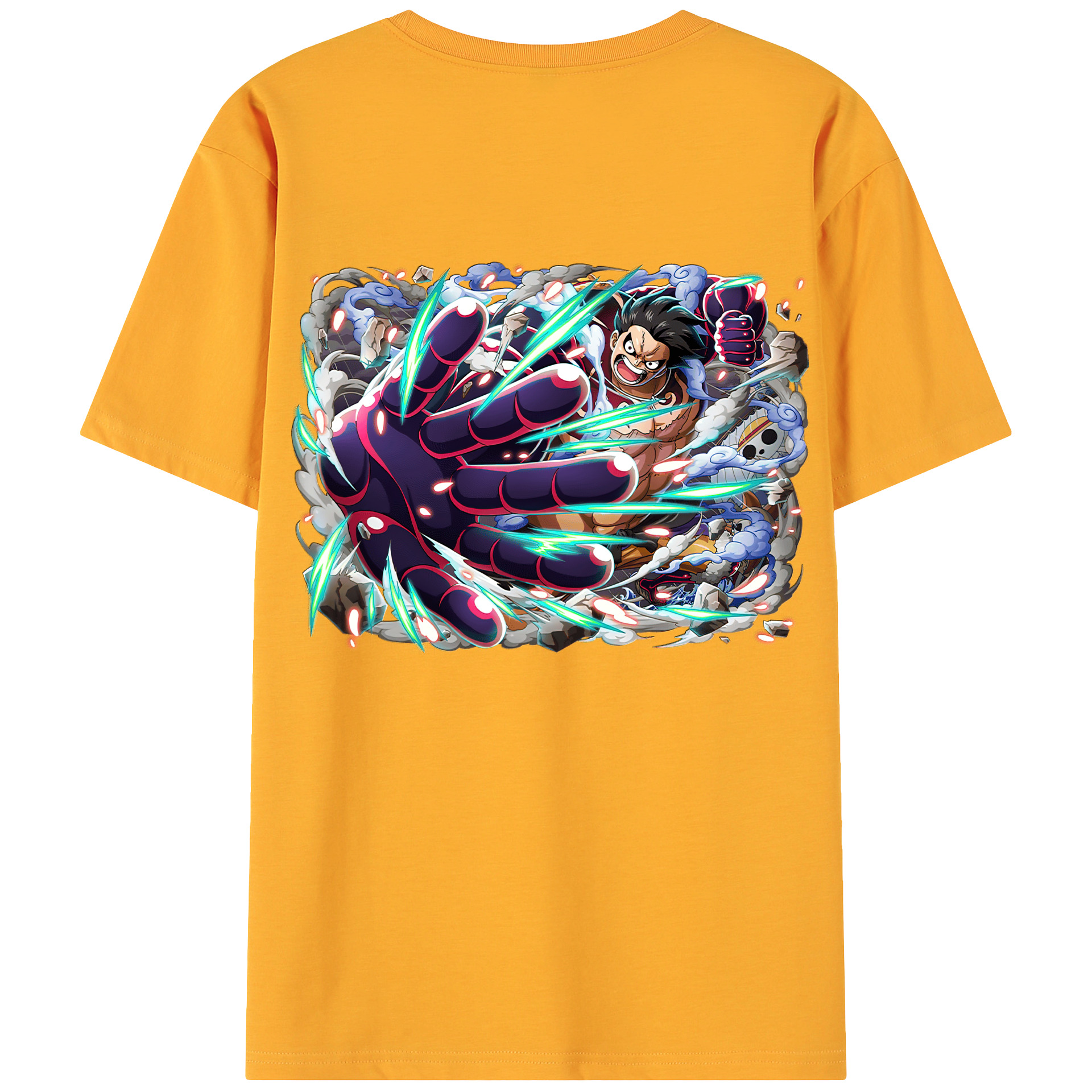 ワンピース モンキー・D・ルフィ ONE PIECE Monkey D. Luffy 綿100％ メンズ半袖Tシャツ（バックプリント） 通気性