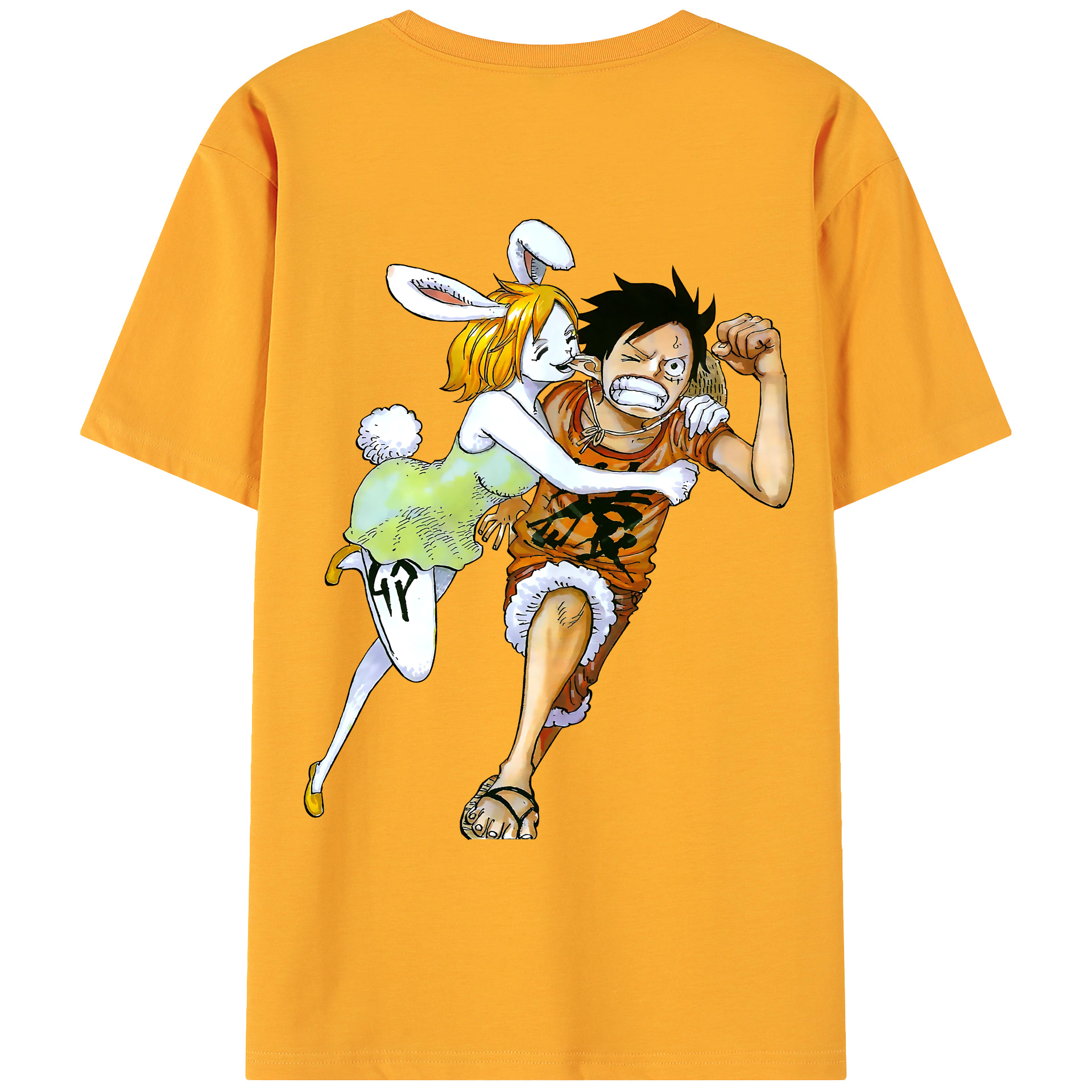 ワンピース モンキー・D・ルフィ ONE PIECE Monkey D. Luffy 綿100％ メンズ半袖Tシャツ（バックプリント） 通気性