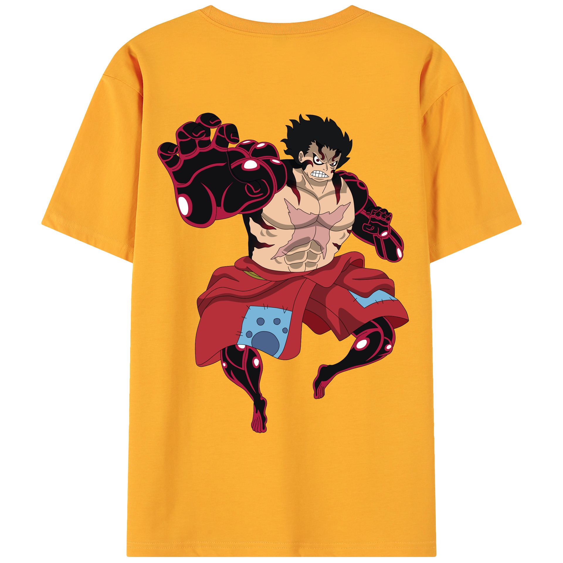 ワンピース モンキー・D・ルフィ ONE PIECE Monkey D. Luffy 綿100％ メンズ半袖Tシャツ（バックプリント） 通気性