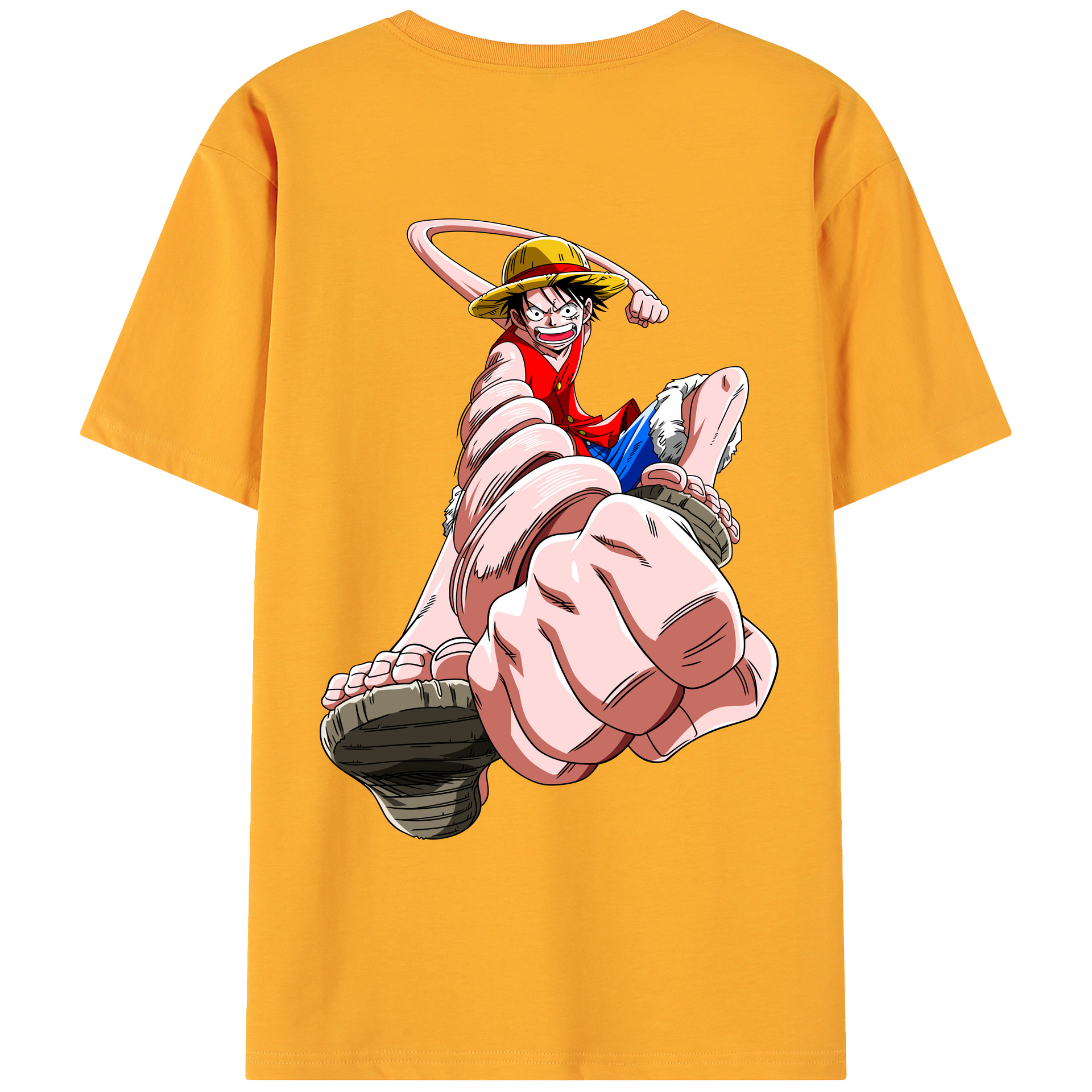 ワンピース モンキー・D・ルフィ ONE PIECE Monkey D. Luffy 綿100％ メンズ半袖Tシャツ（バックプリント） 通気性