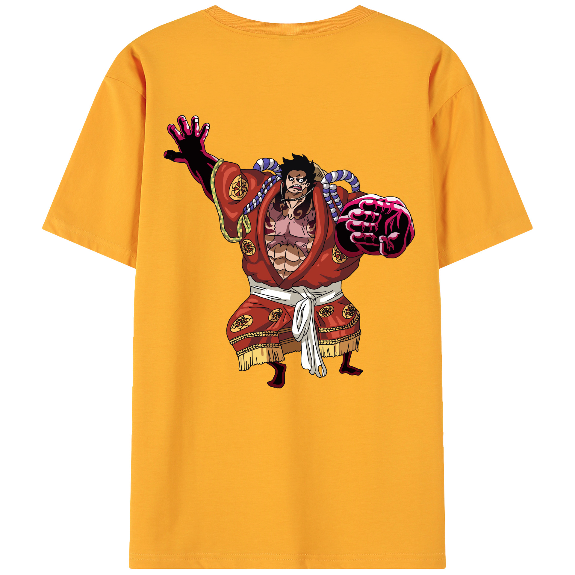 ワンピース モンキー・D・ルフィ ONE PIECE Monkey D. Luffy 綿100％ メンズ半袖Tシャツ（バックプリント） 通気性