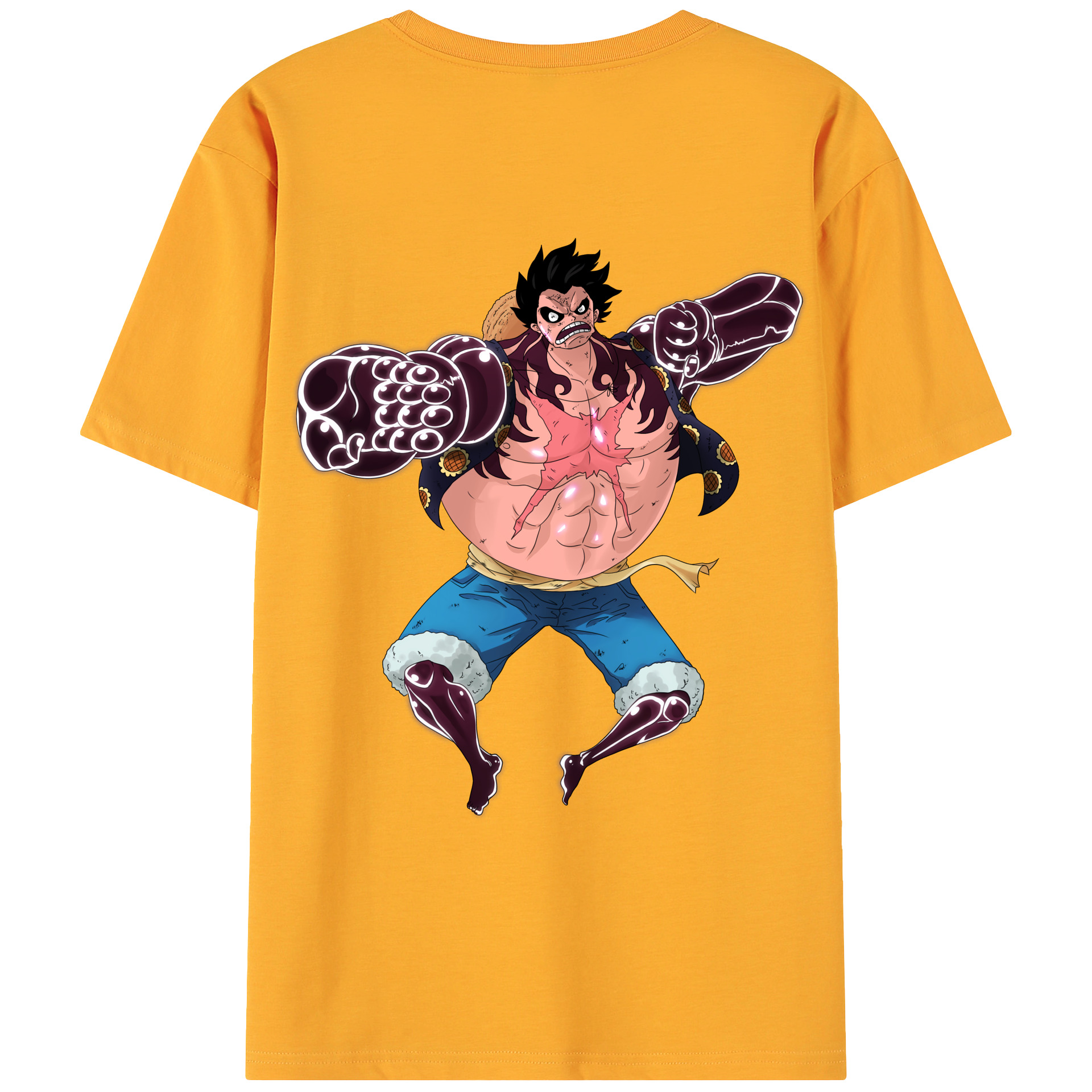 ワンピース モンキー・D・ルフィ ONE PIECE Monkey D. Luffy 綿100％ メンズ半袖Tシャツ（バックプリント） 通気性