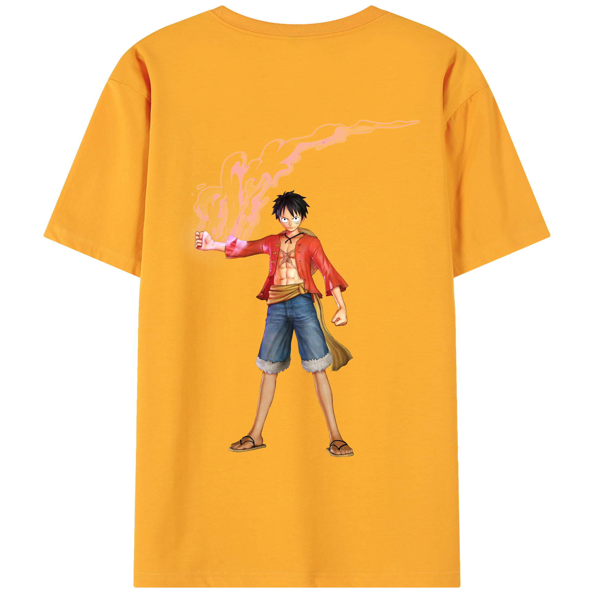 ワンピース モンキー・D・ルフィ ONE PIECE Monkey D. Luffy 綿100％ メンズ半袖Tシャツ（バックプリント） 通気性