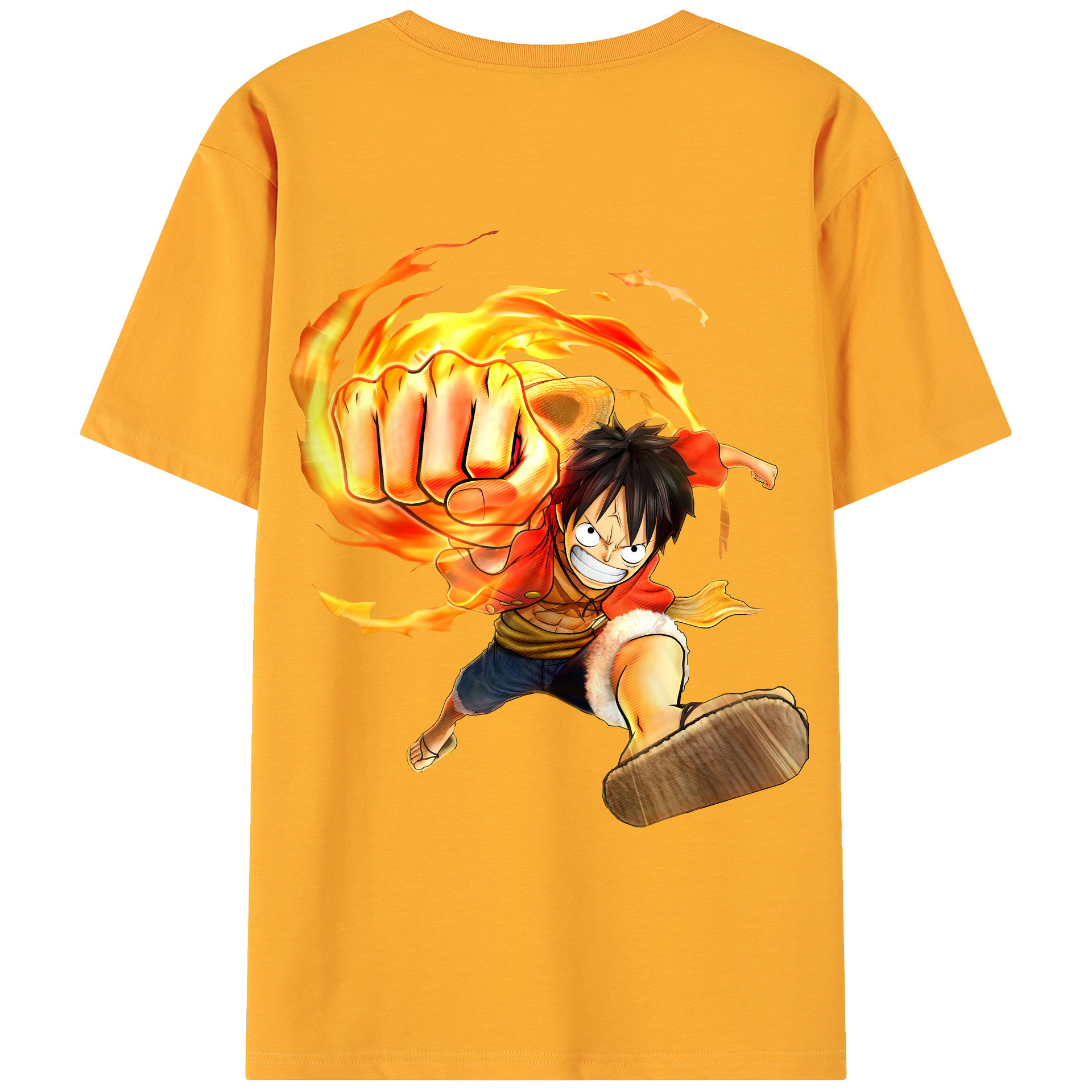 （画像用） ワンピース モンキー・D・ルフィ ONE PIECE Monkey D. Luffy 綿100％ メンズ半袖Tシャツ（バックプリント） 通気性