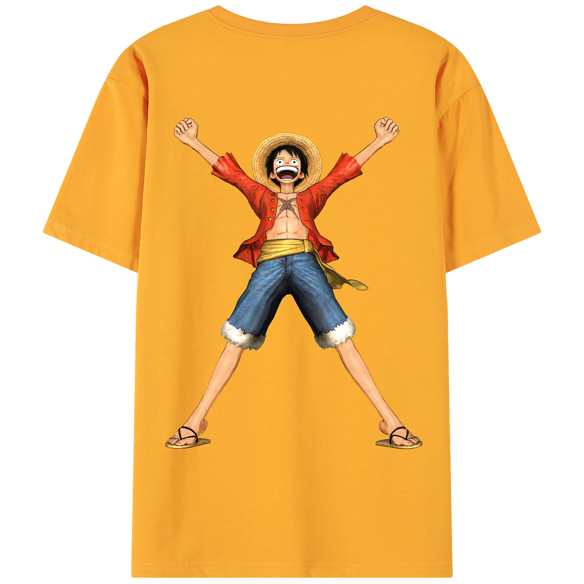 ワンピース モンキー・D・ルフィ ONE PIECE Monkey D. Luffy 綿100％ メンズ半袖Tシャツ（バックプリント） 通気性