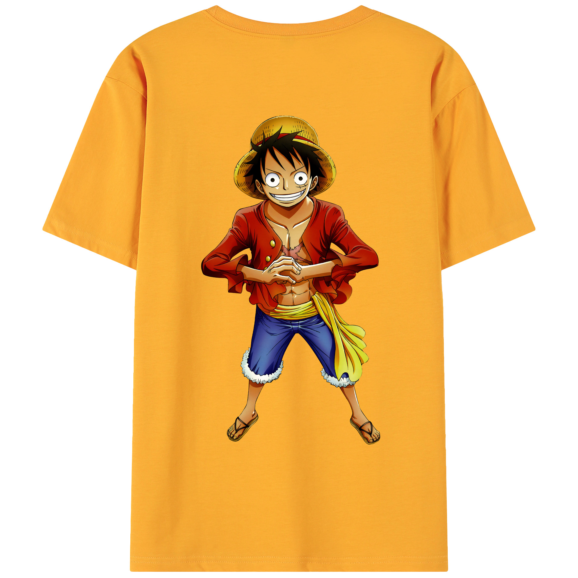 ワンピース モンキー・D・ルフィ ONE PIECE Monkey D. Luffy 綿100％ メンズ半袖Tシャツ（バックプリント） 通気性