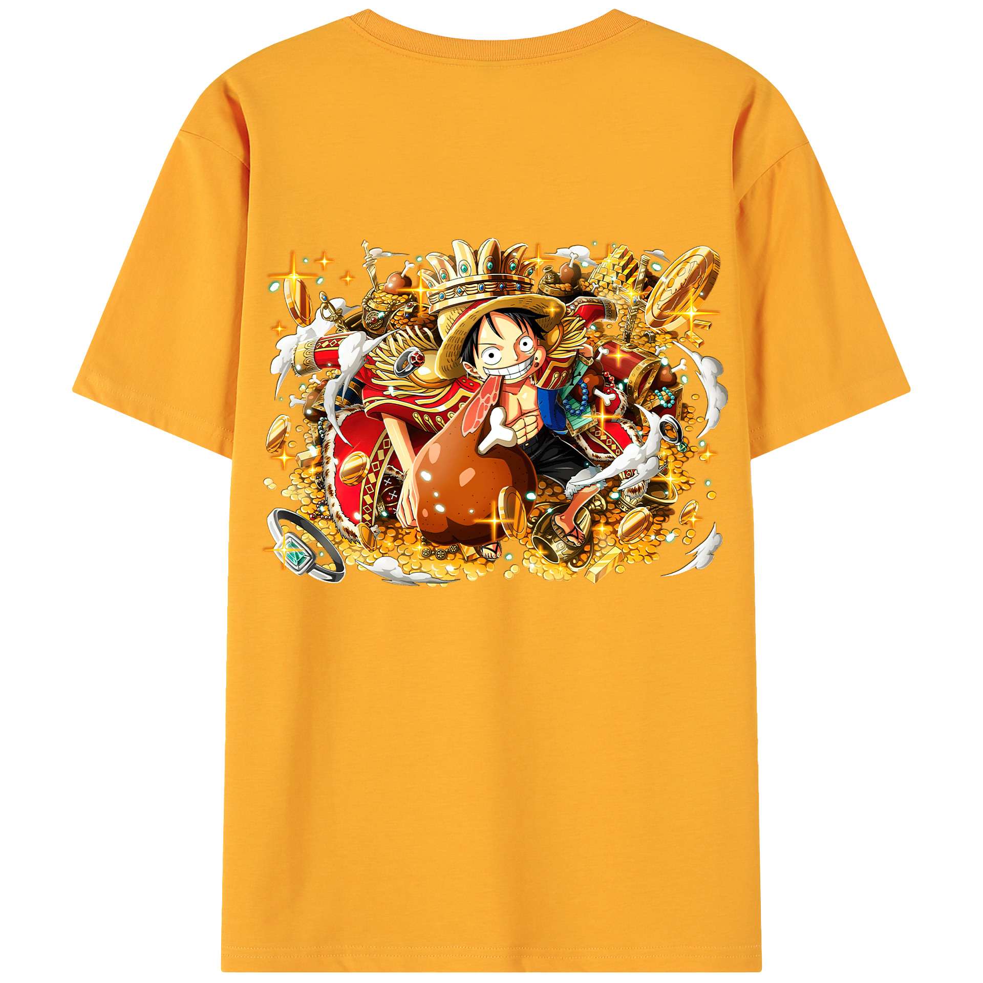 ワンピース モンキー・D・ルフィ ONE PIECE Monkey D. Luffy 綿100％ メンズ半袖Tシャツ（バックプリント） 通気性